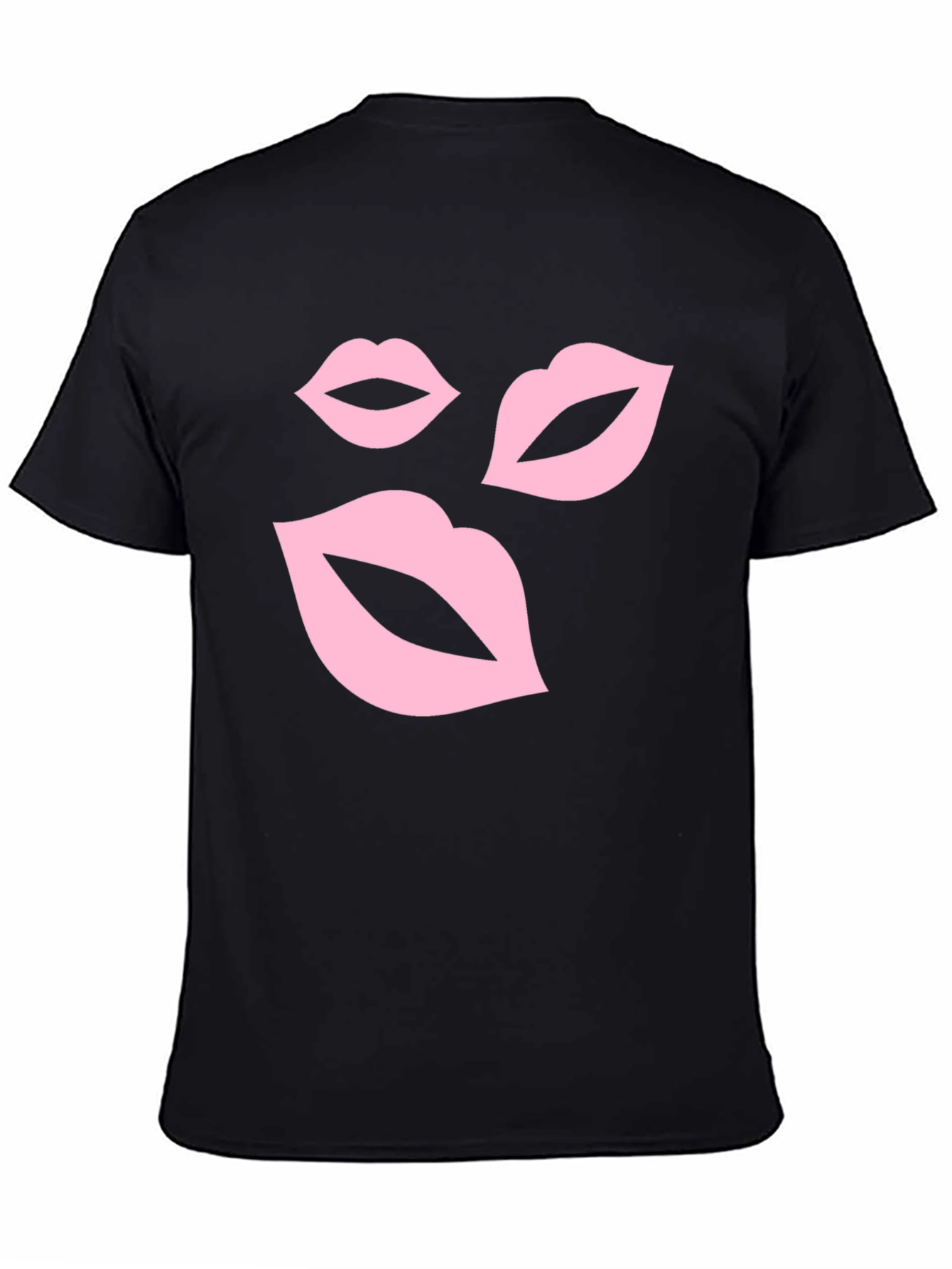 Pink Lips Graphic Black T-Shirt