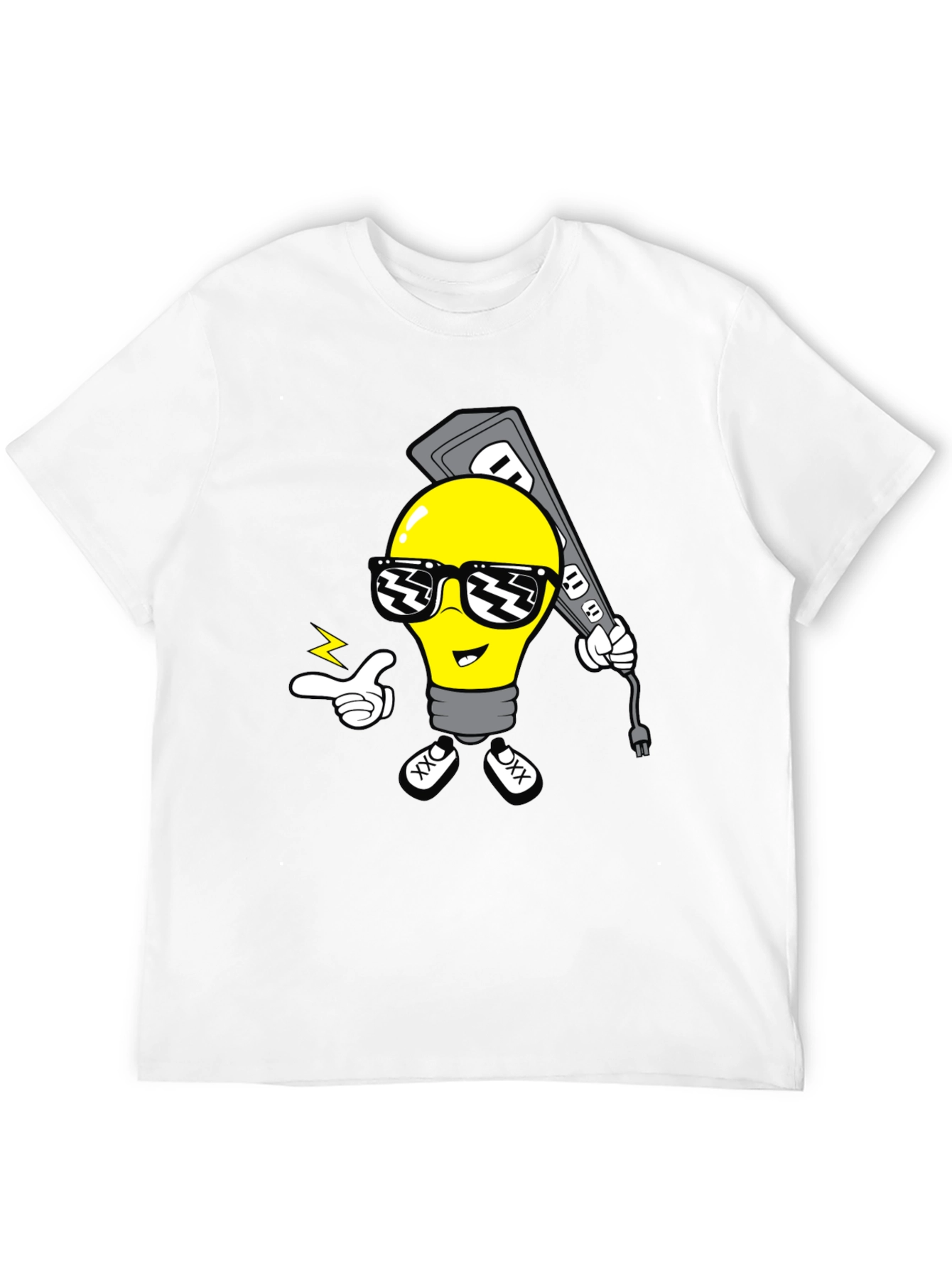 Cool Cartoon Light Bulb Black T-Shirt