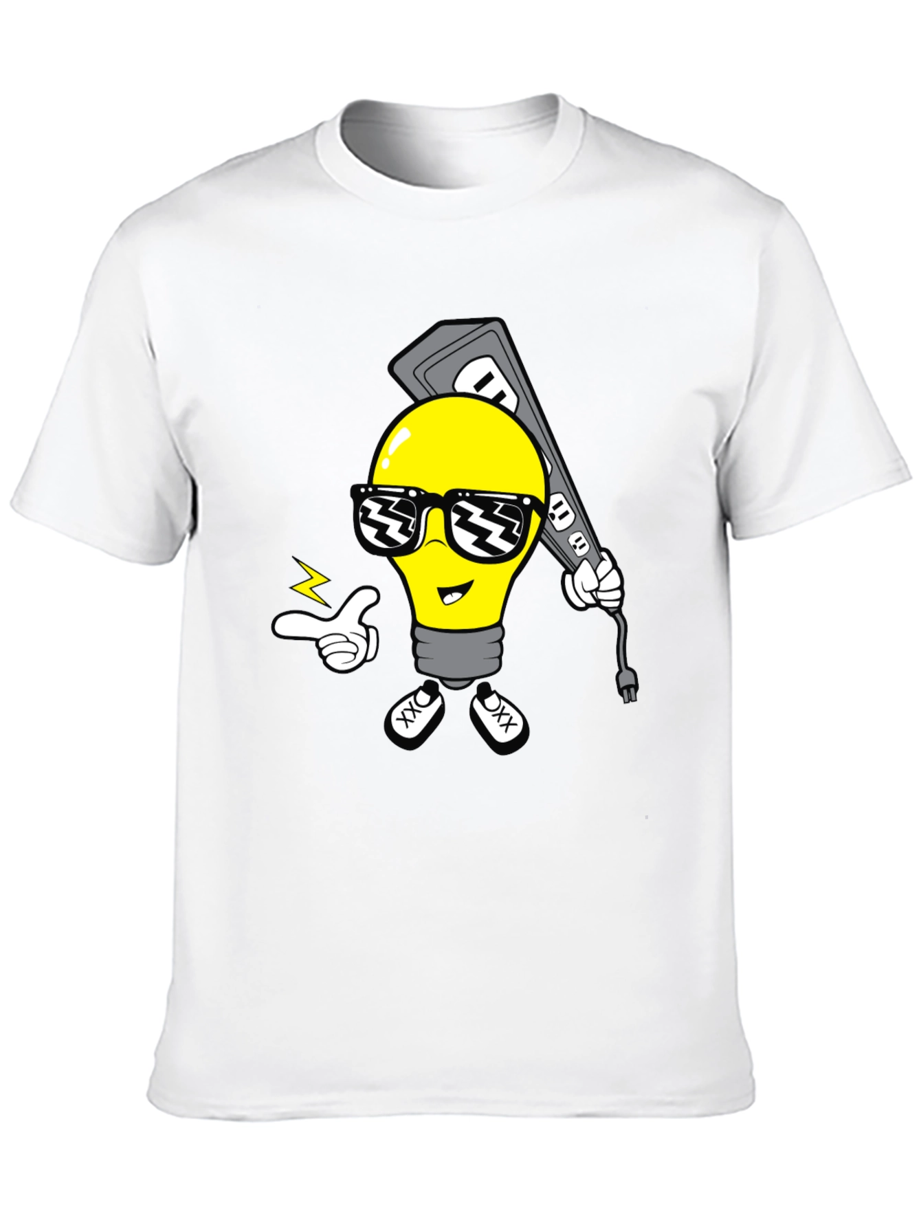 Cool Cartoon Light Bulb Black T-Shirt