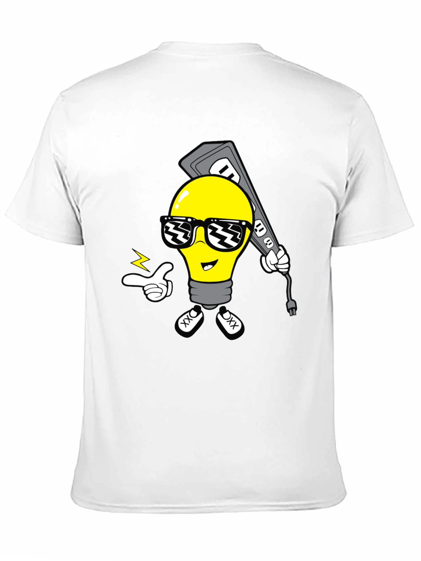 Cool Cartoon Light Bulb Black T-Shirt