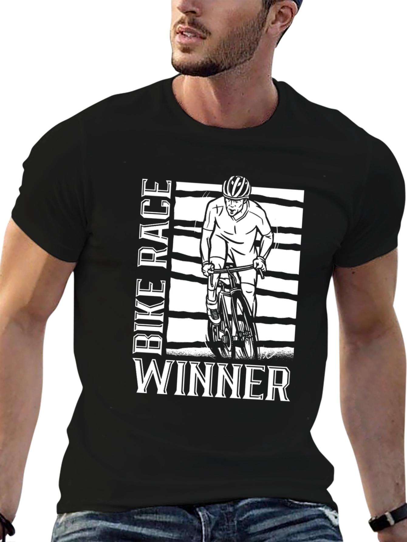 Bike Race Winner T-Shirt - Black Graphic Tee
