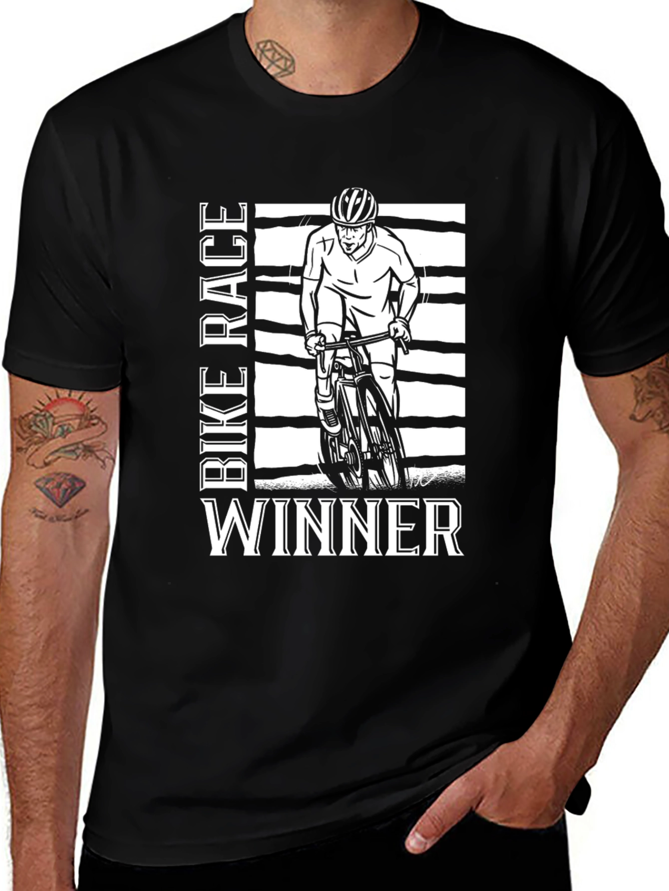 Bike Race Winner T-Shirt - Black Graphic Tee