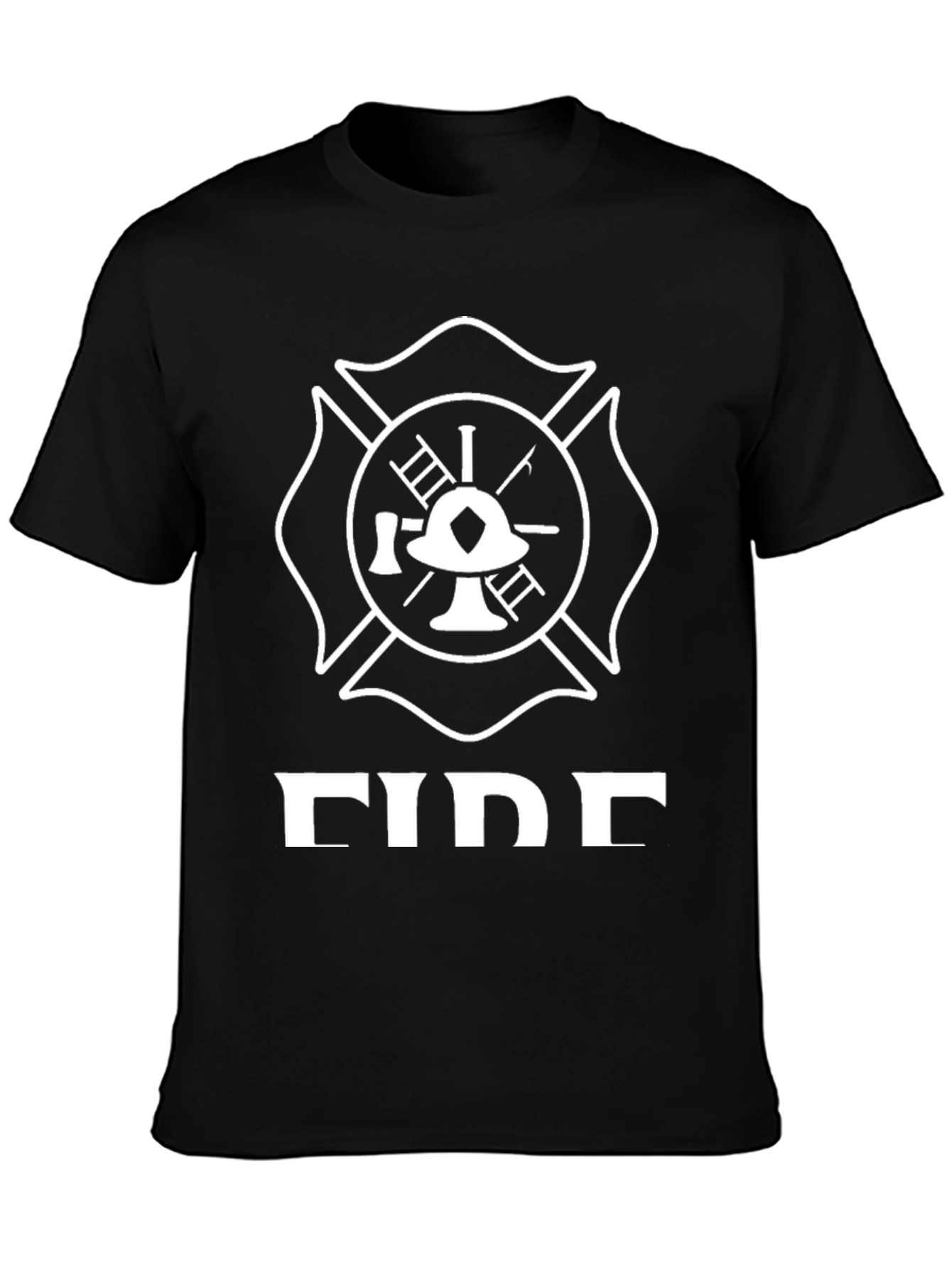 Firefighter Maltese Cross Graphic T-Shirt - Black