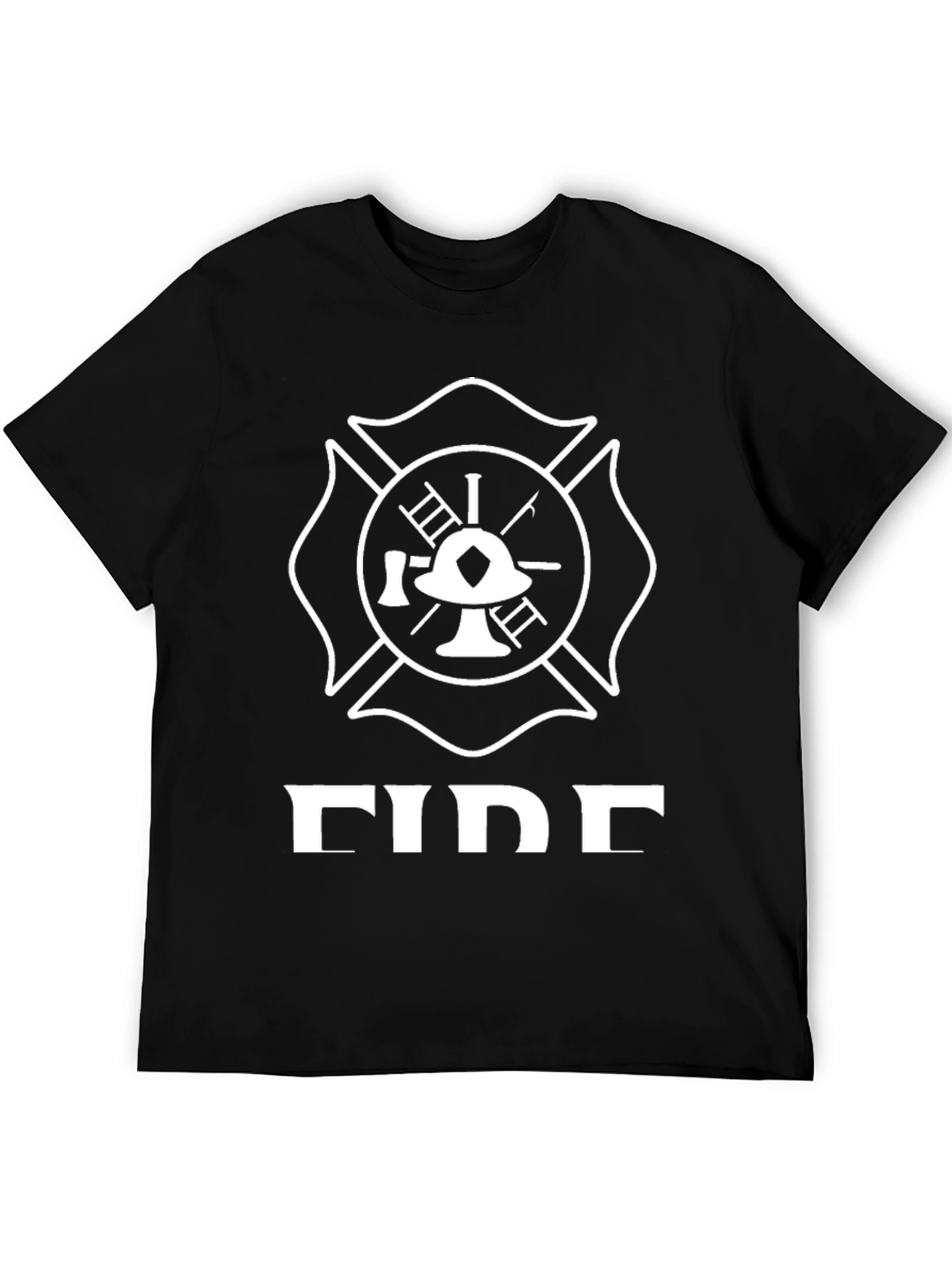Firefighter Maltese Cross Graphic T-Shirt - Black