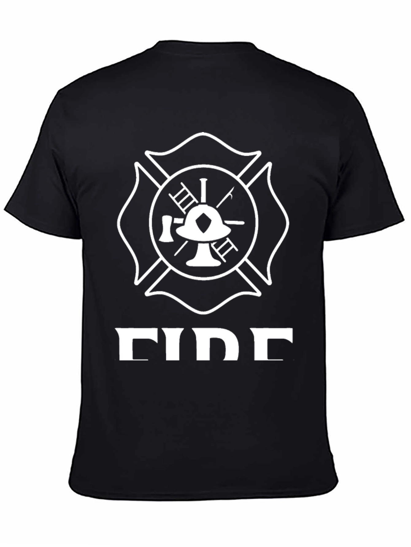 Firefighter Maltese Cross Graphic T-Shirt - Black