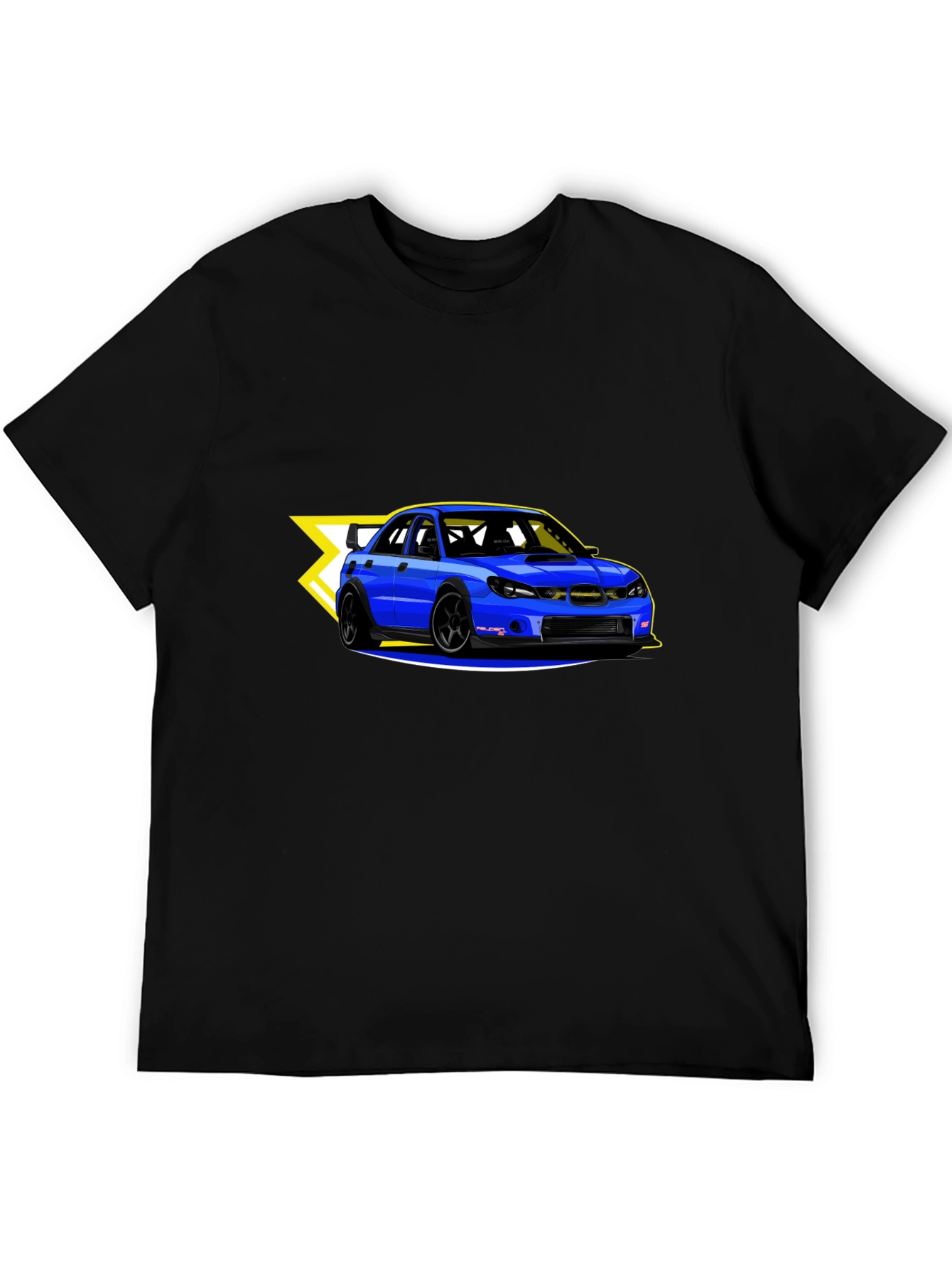 Blue Car Graphic Black T-Shirt