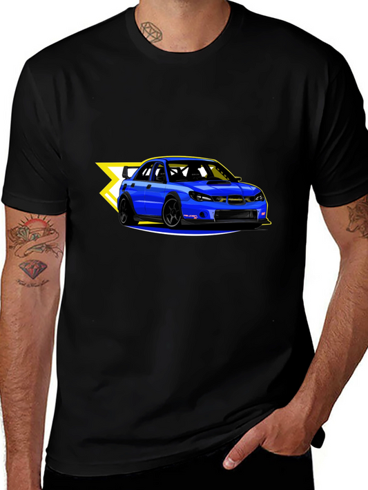 Blue Car Graphic Black T-Shirt