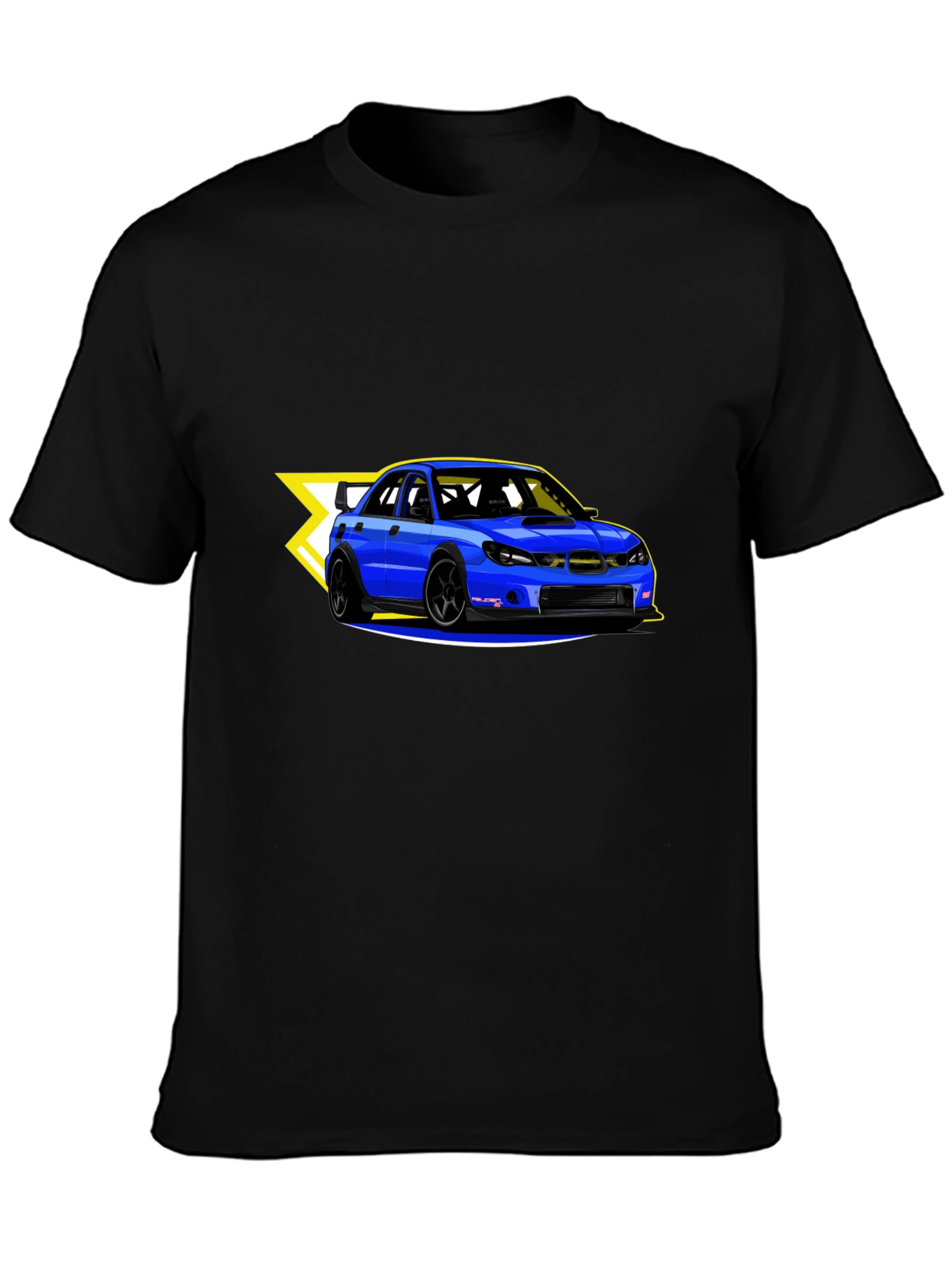 Blue Car Graphic Black T-Shirt