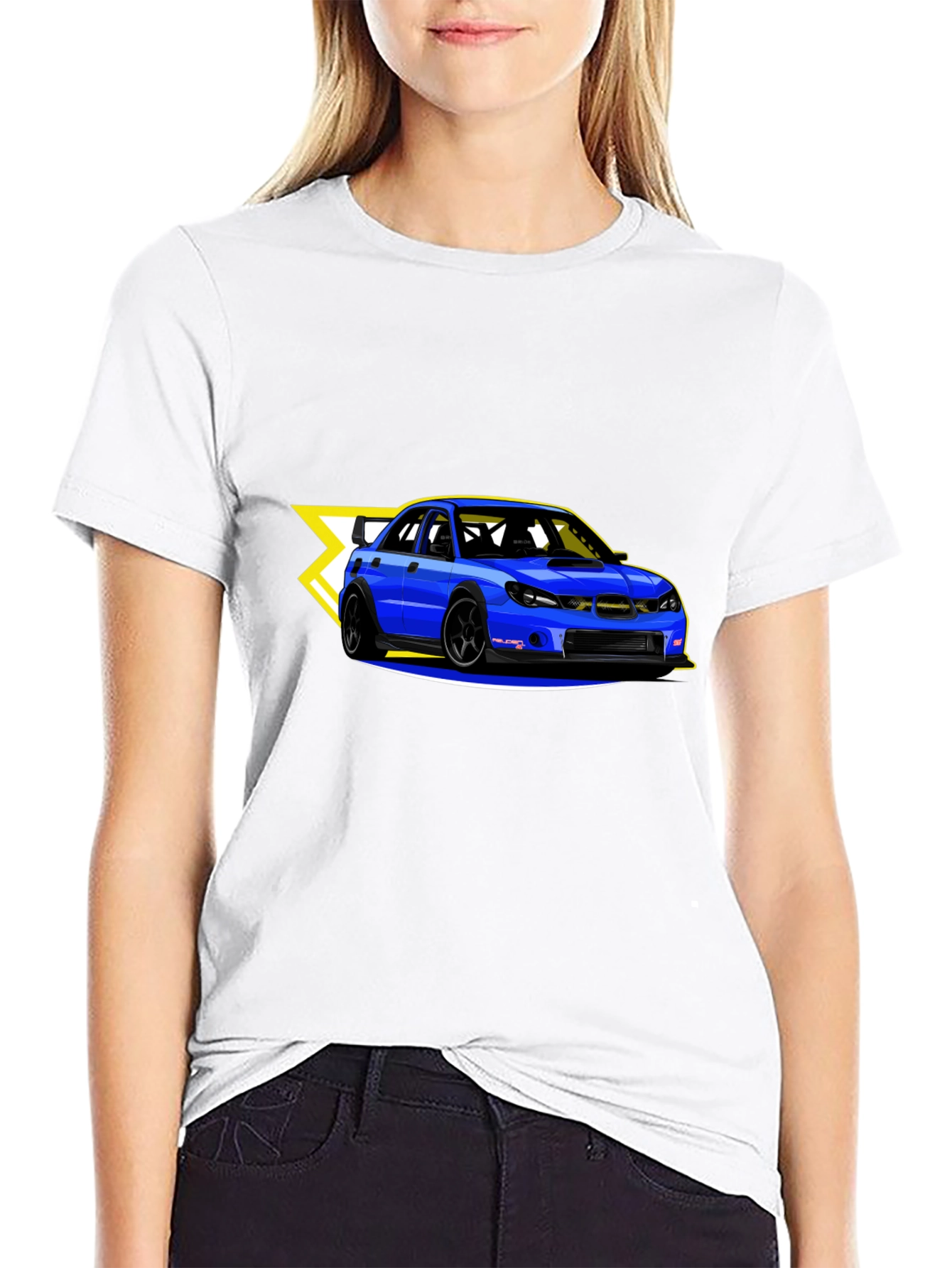 Blue Car Graphic Black T-Shirt
