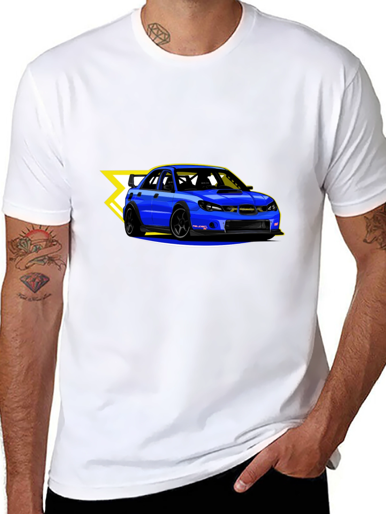 Blue Car Graphic Black T-Shirt