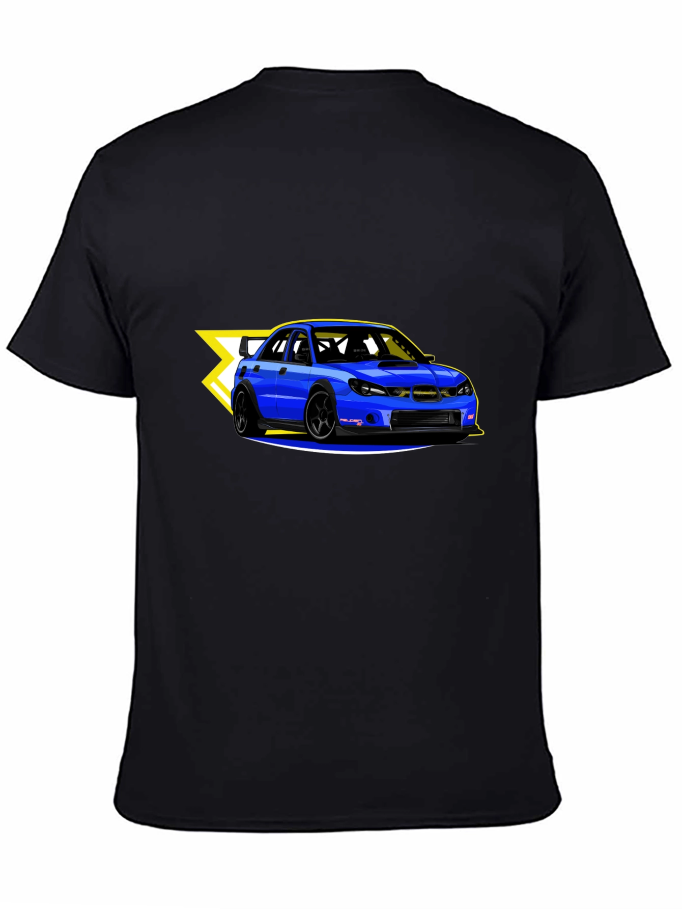 Blue Car Graphic Black T-Shirt