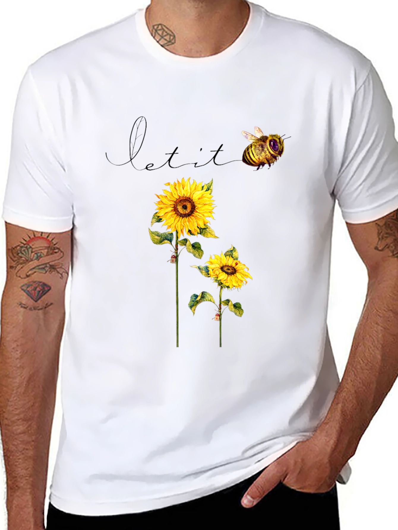 Sunflower & Bee Graphic T-Shirt