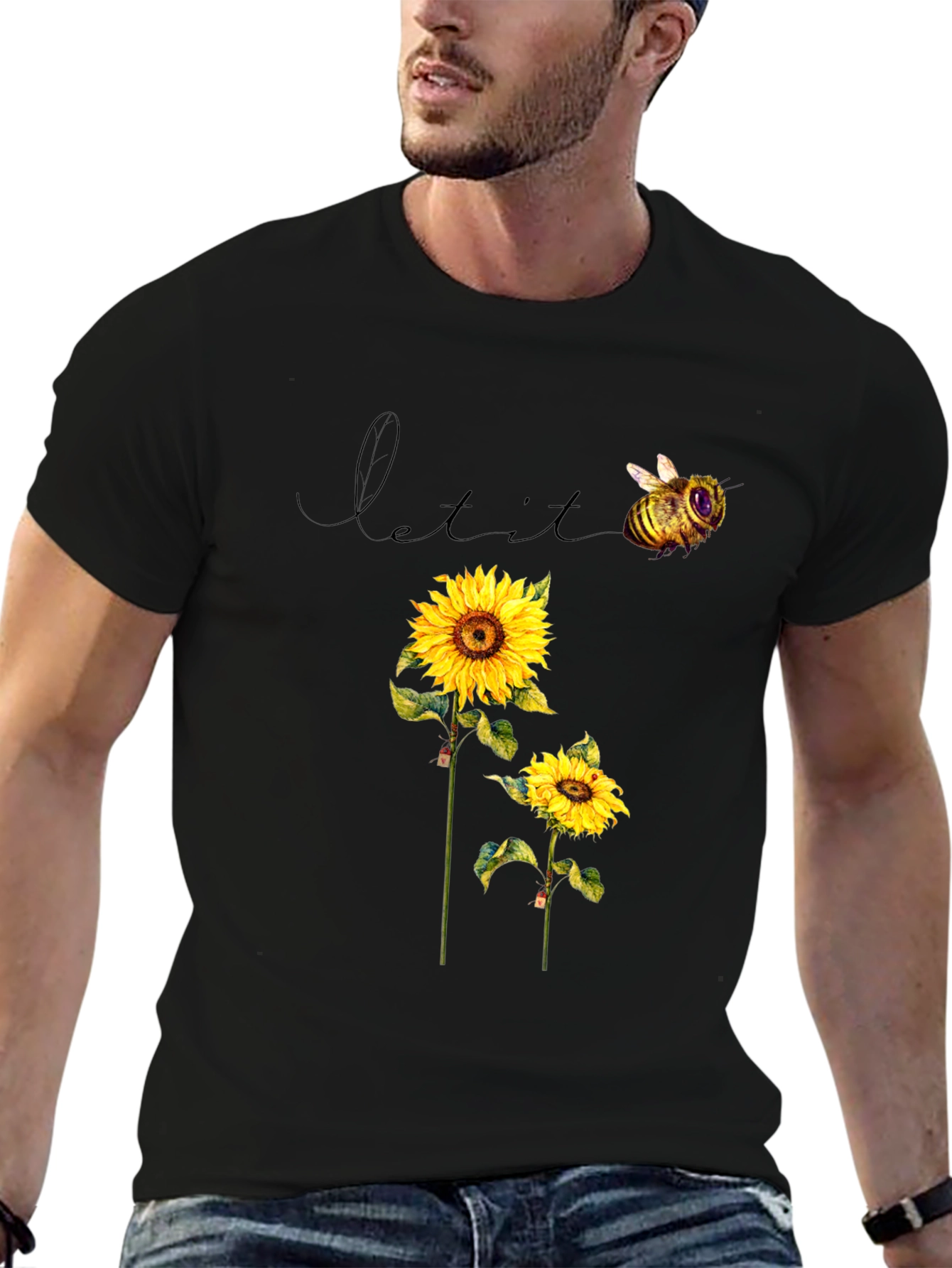 Sunflower & Bee Graphic T-Shirt