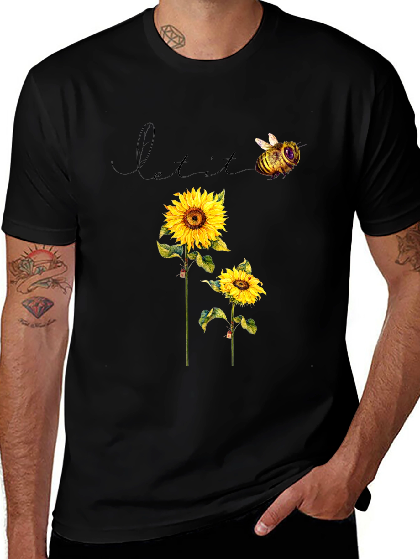 Sunflower & Bee Graphic T-Shirt