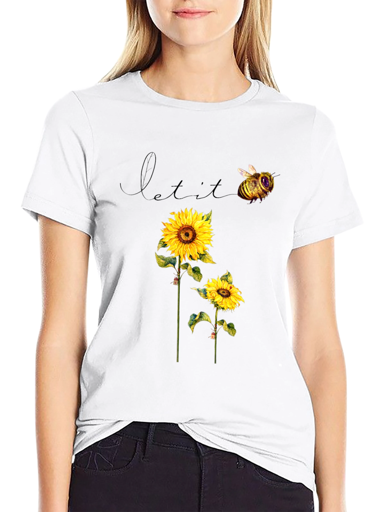 Sunflower & Bee Graphic T-Shirt
