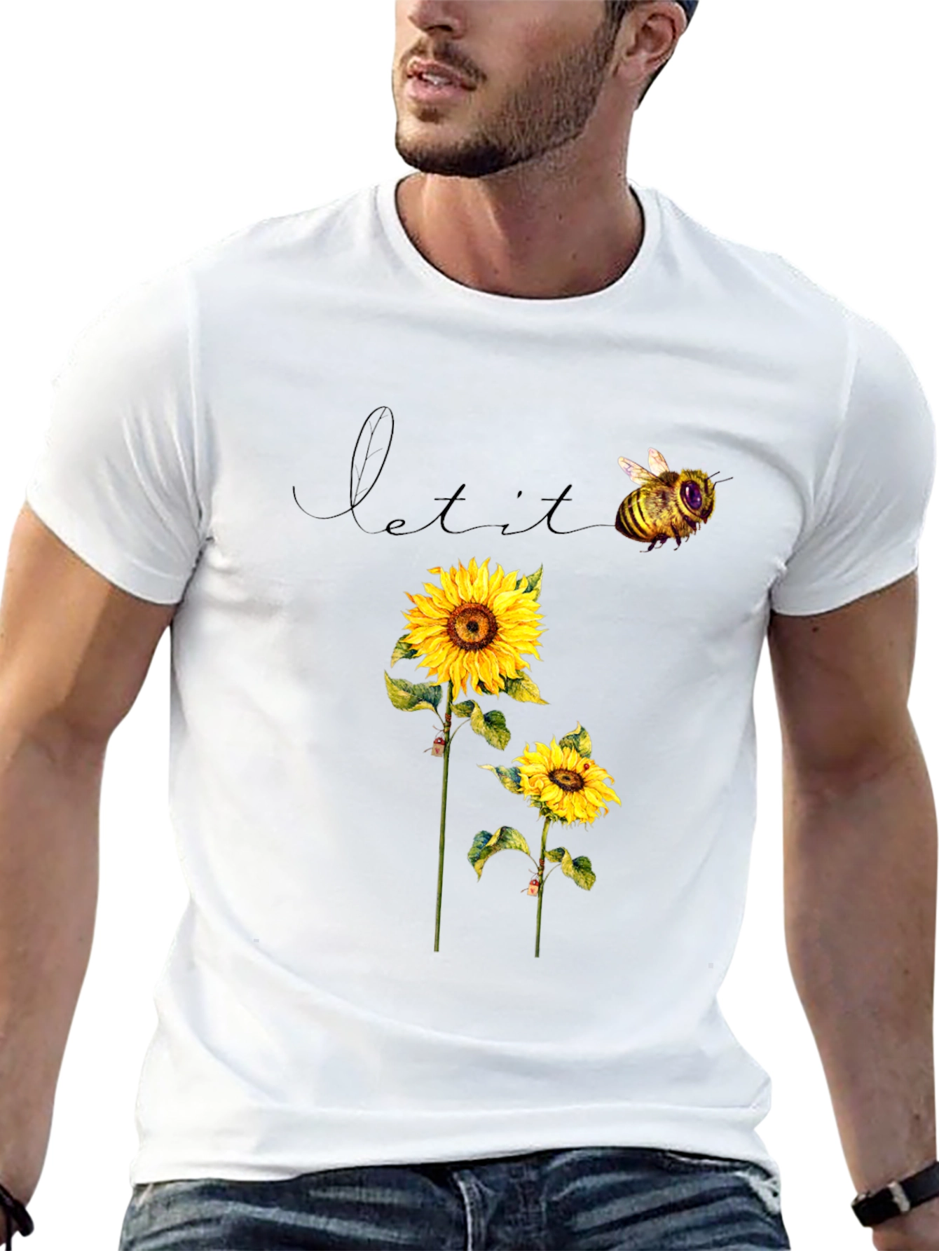 Sunflower & Bee Graphic T-Shirt