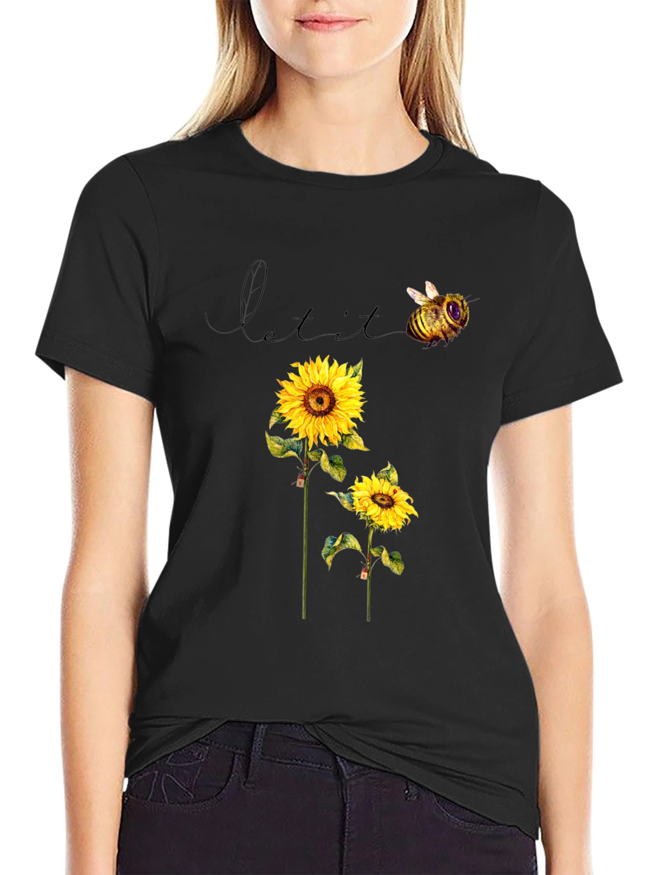Sunflower & Bee Graphic T-Shirt