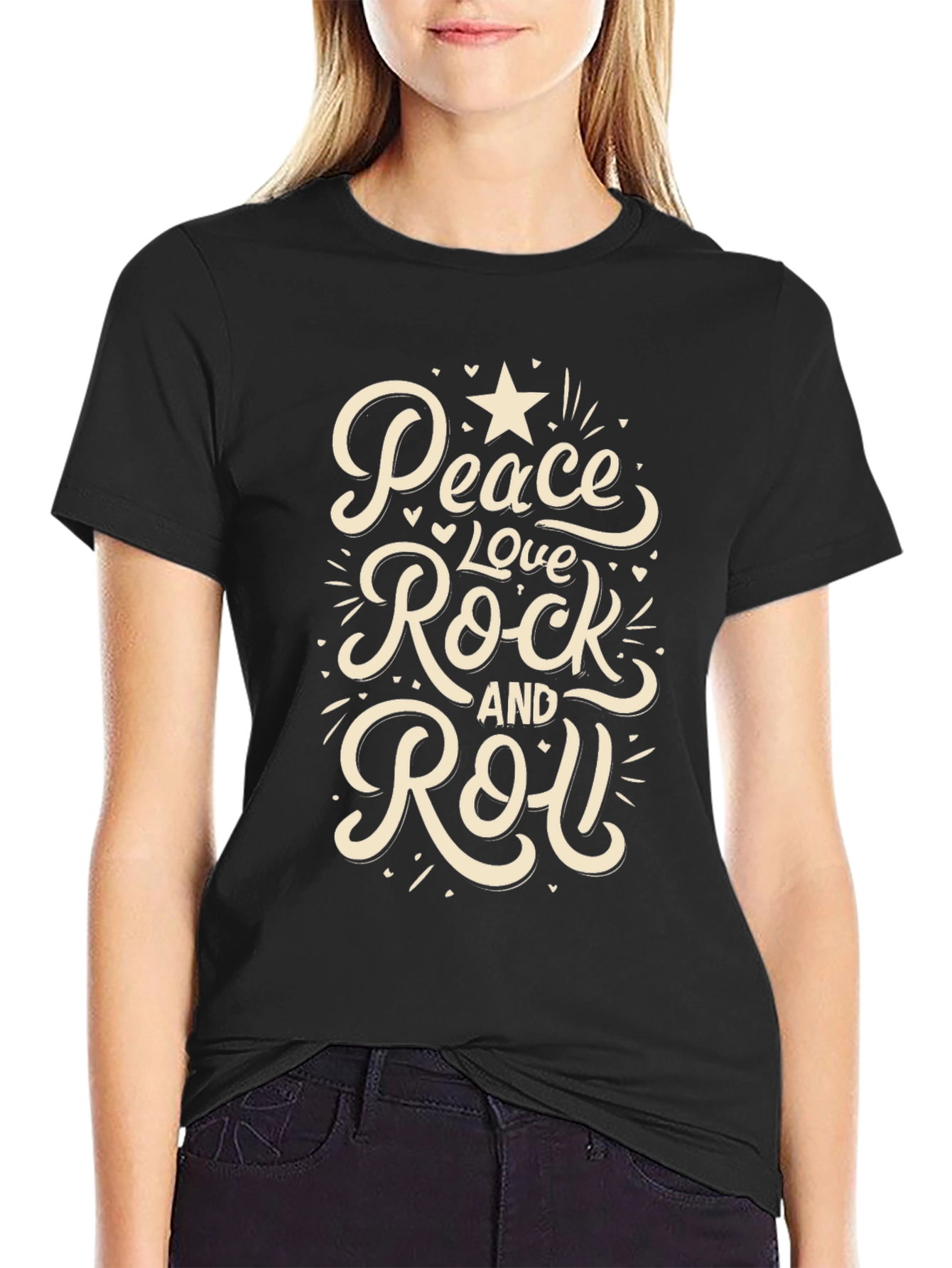Peace Love Rock and Roll Graphic T-Shirt