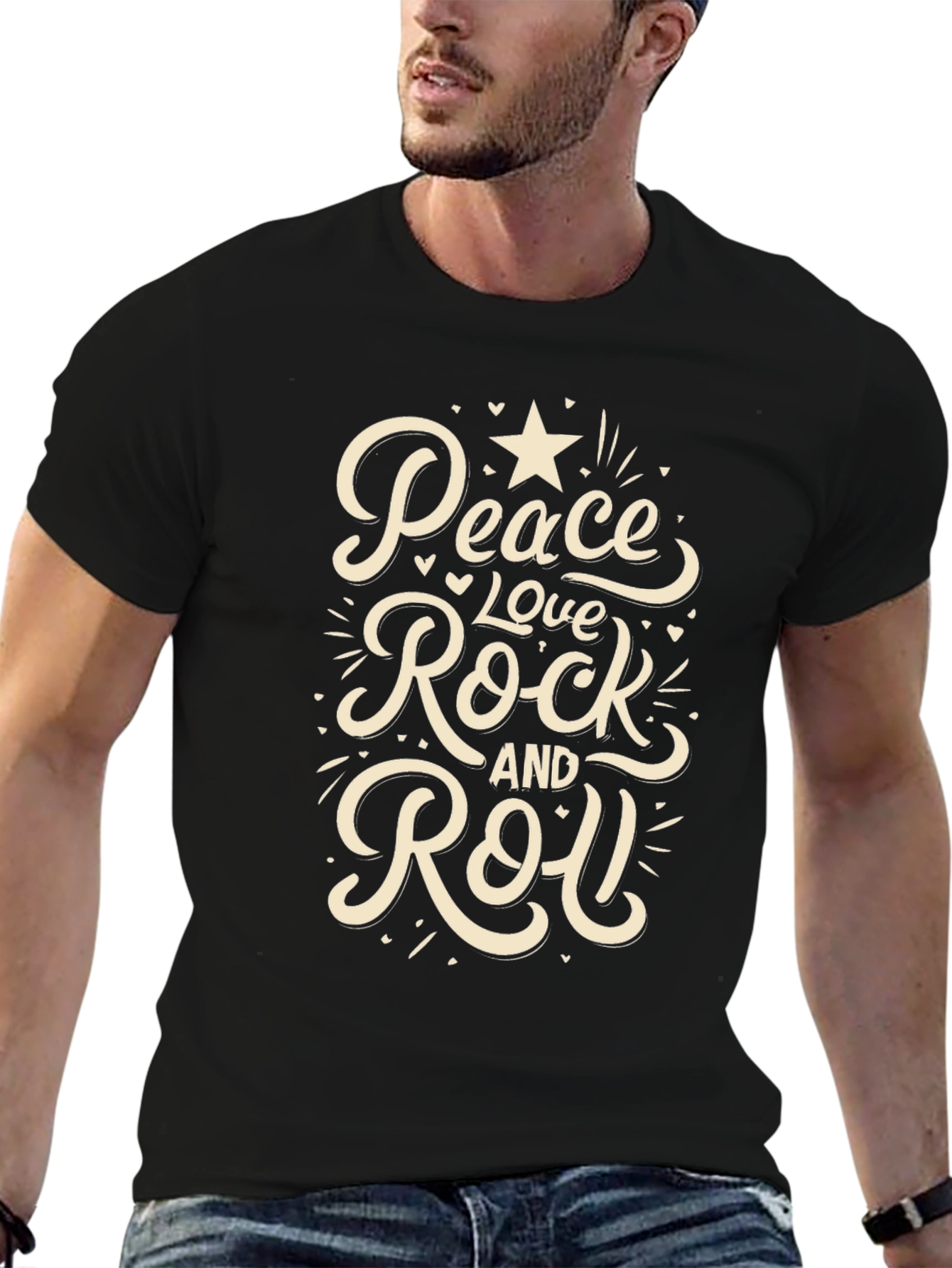 Peace Love Rock and Roll Graphic T-Shirt
