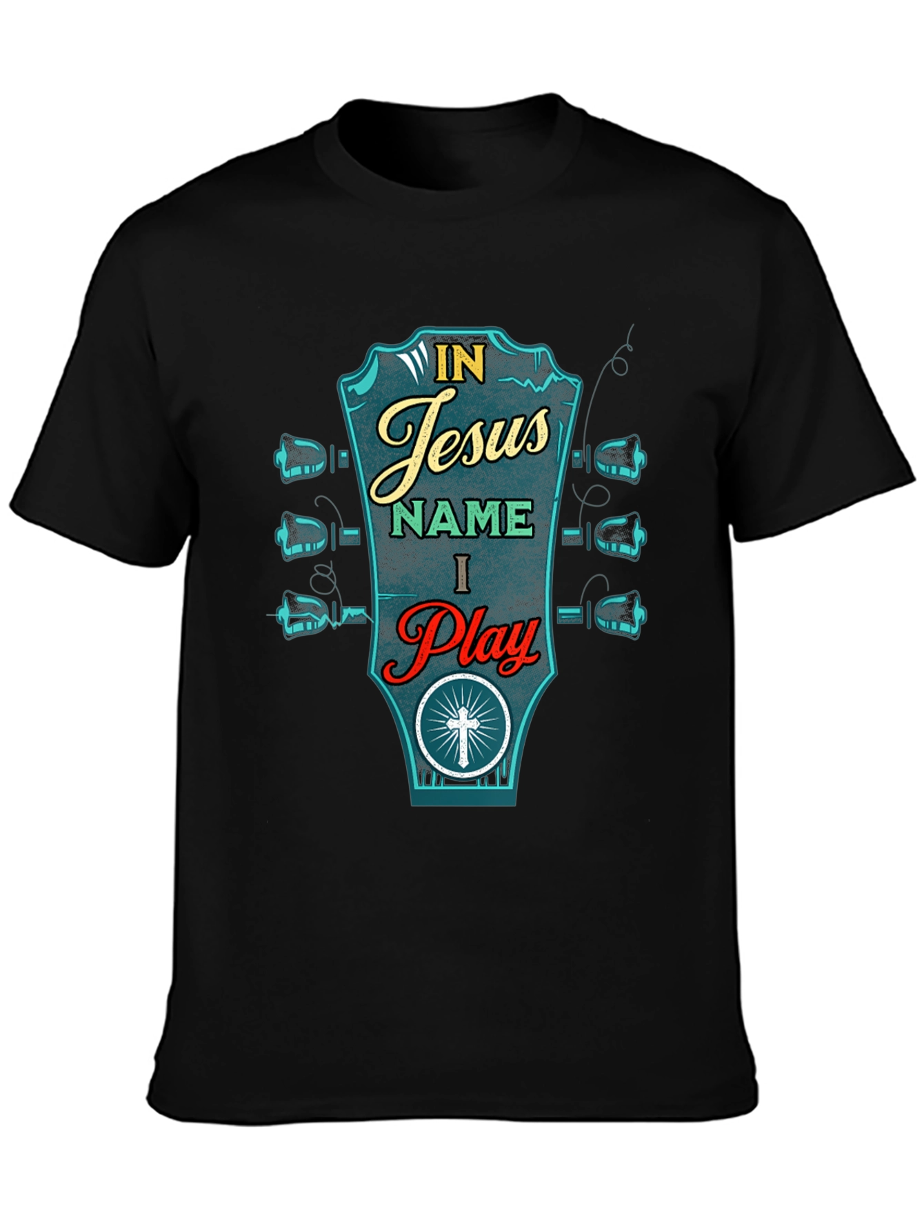 In Jesus Name I Play Guitar Graphic T-Shirt