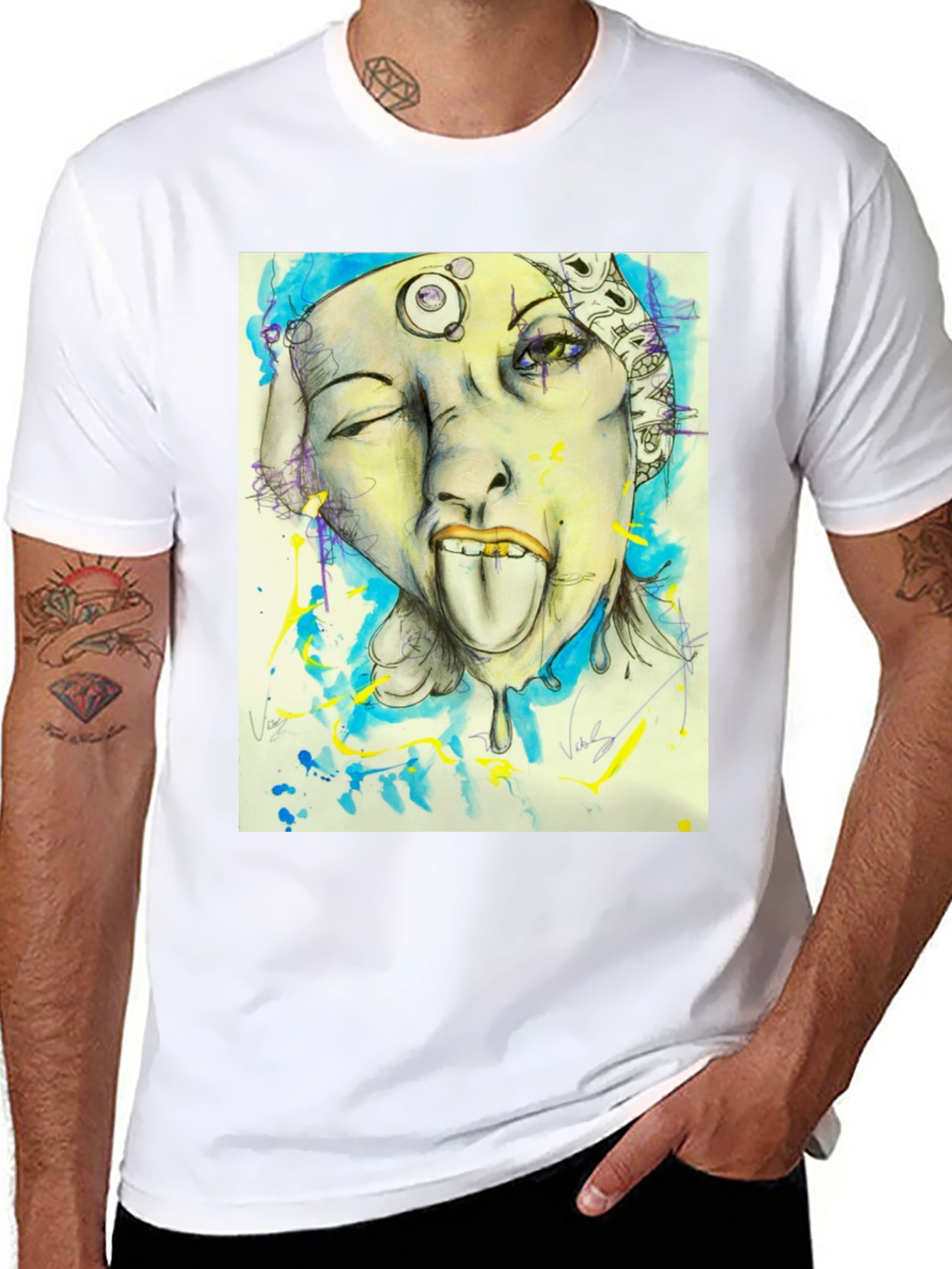 Unique Graphic Print Black Tee