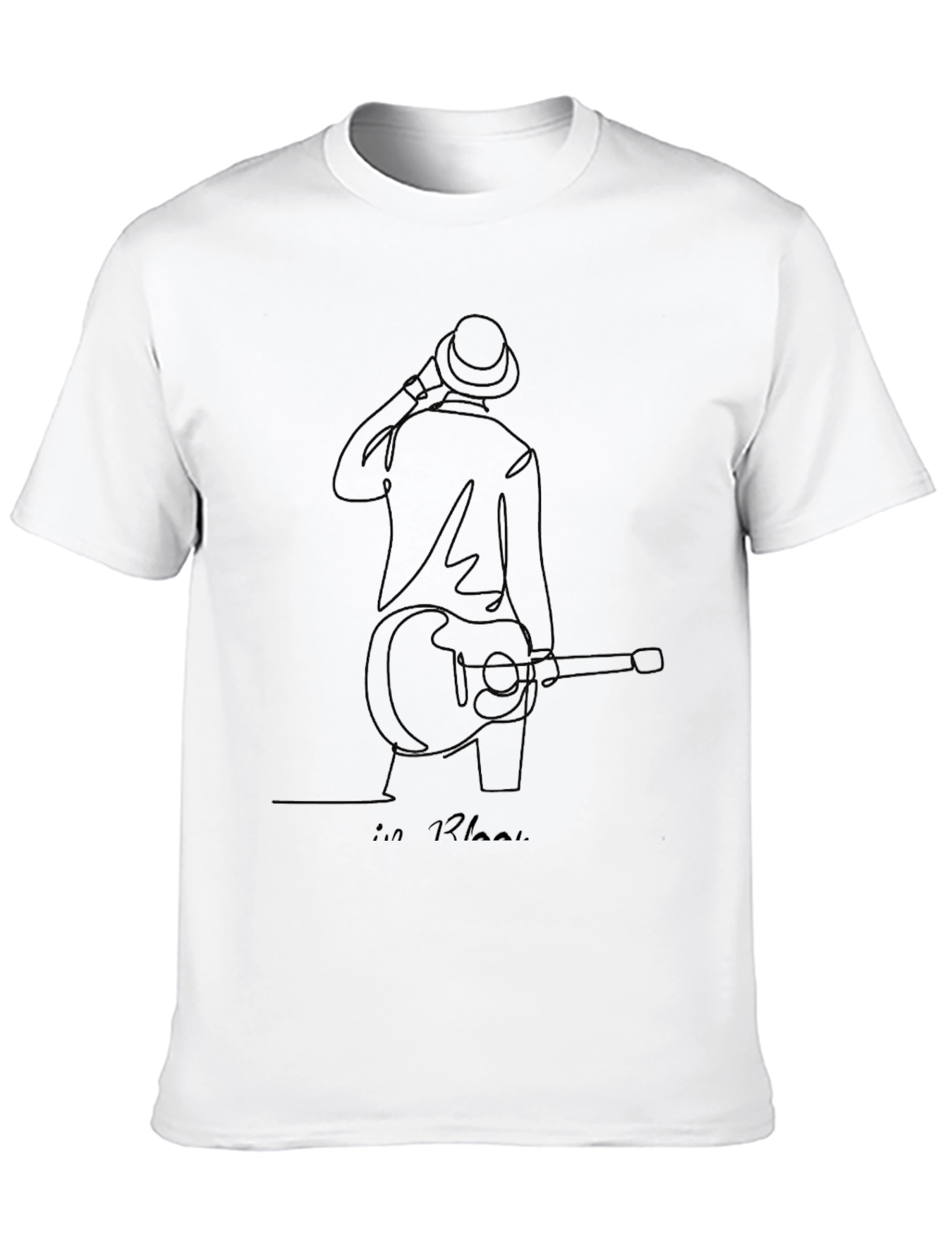 Guitarist Line Art Black T-Shirt