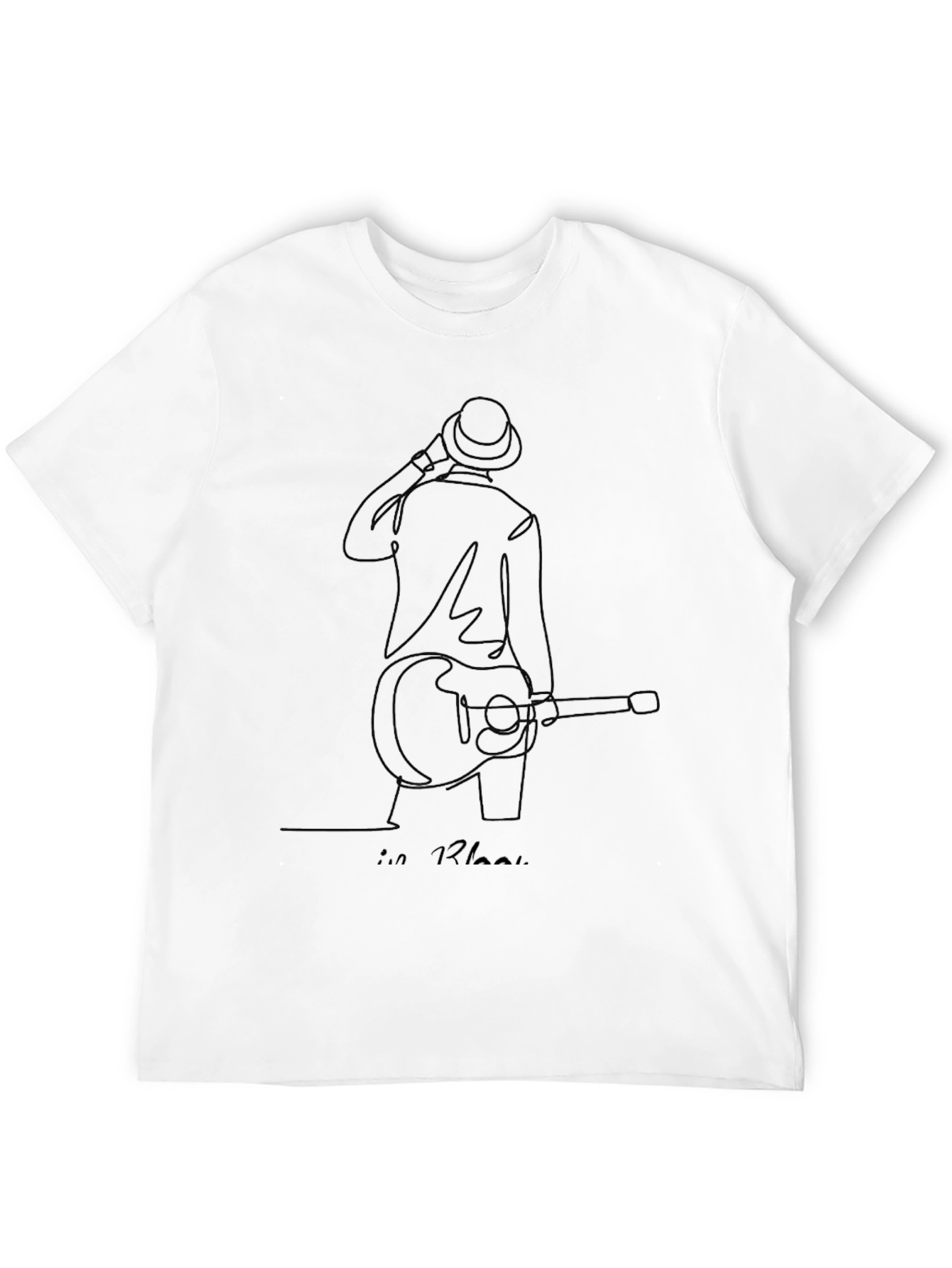Guitarist Line Art Black T-Shirt