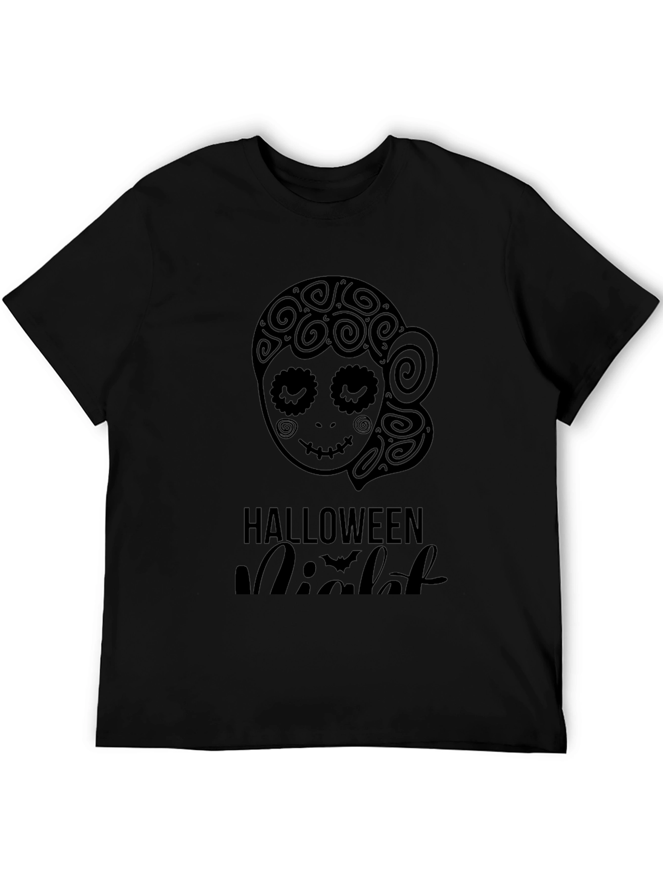Halloween Night Sugar Skull Black T-Shirt