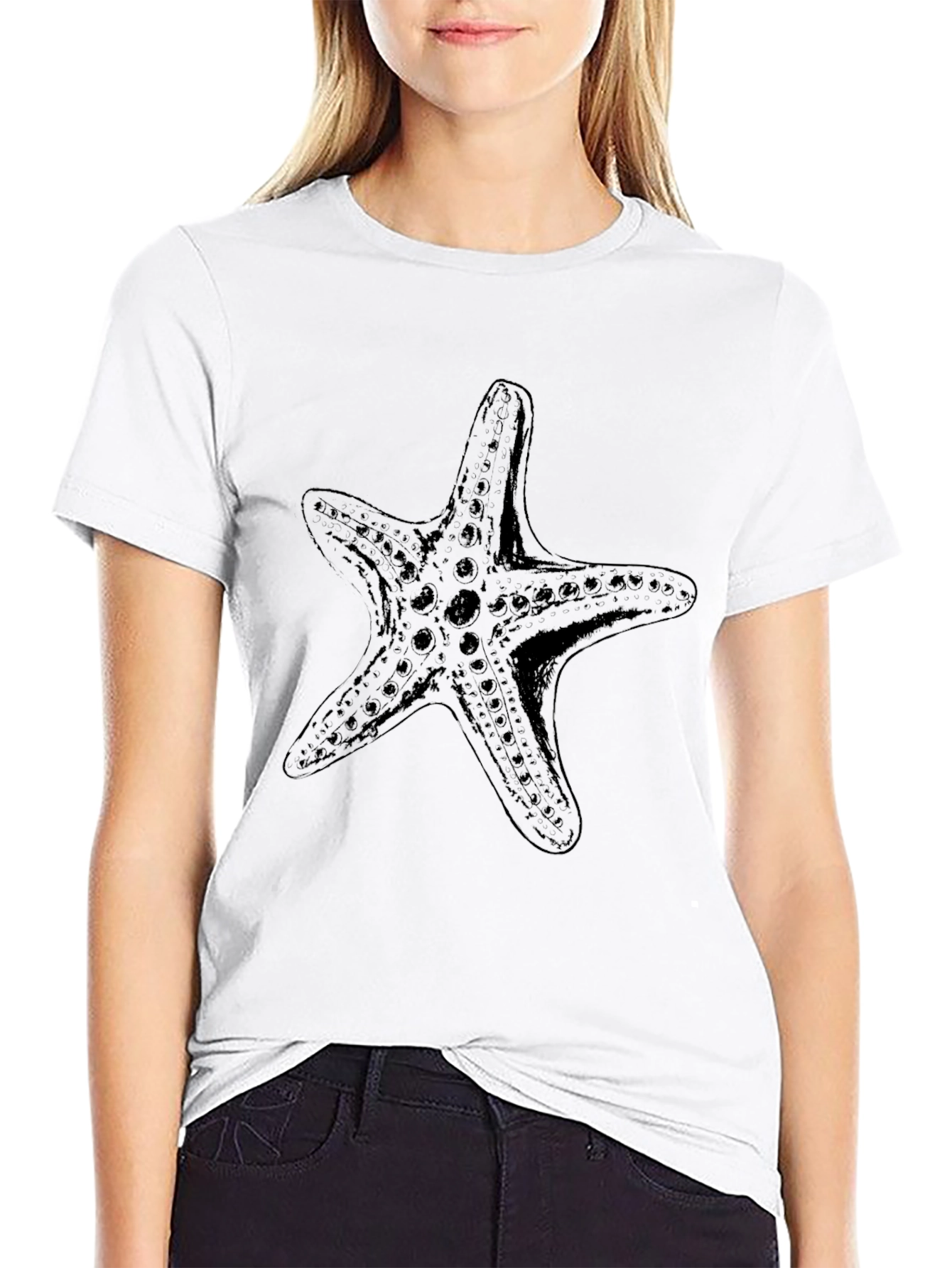 Starfish Graphic T-Shirt - Casual Black Tee