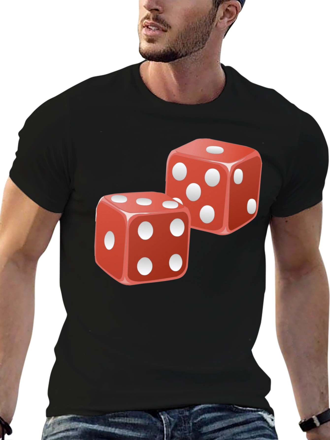Lucky Dice Graphic T-Shirt - Black Cotton Tee