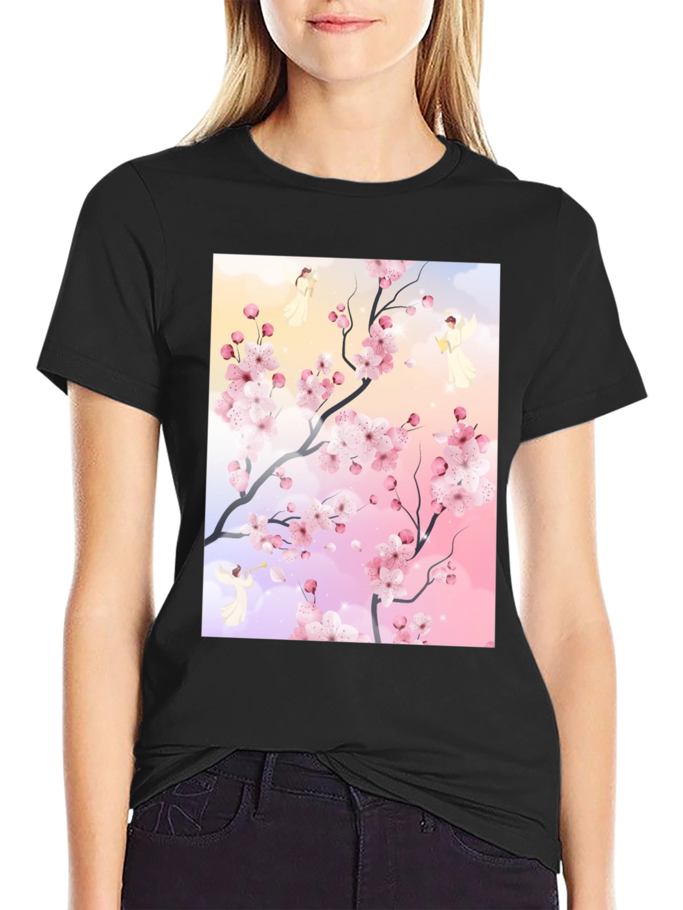 Blossom Branch Angel Graphic Tee