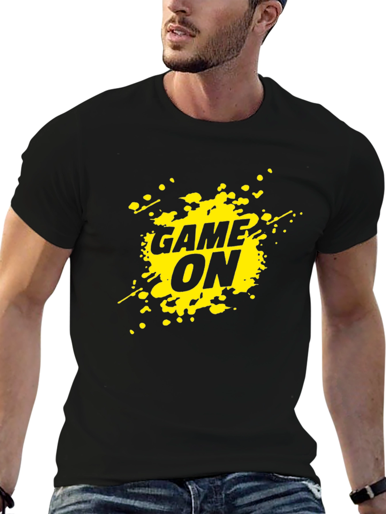 Game On Graphic Tee - Black Casual T-Shirt