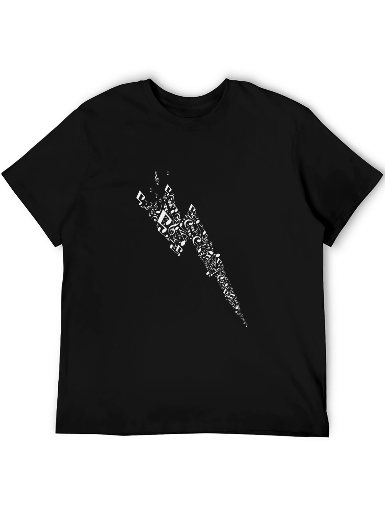 Musical Note Lightning Bolt Black Graphic Tee