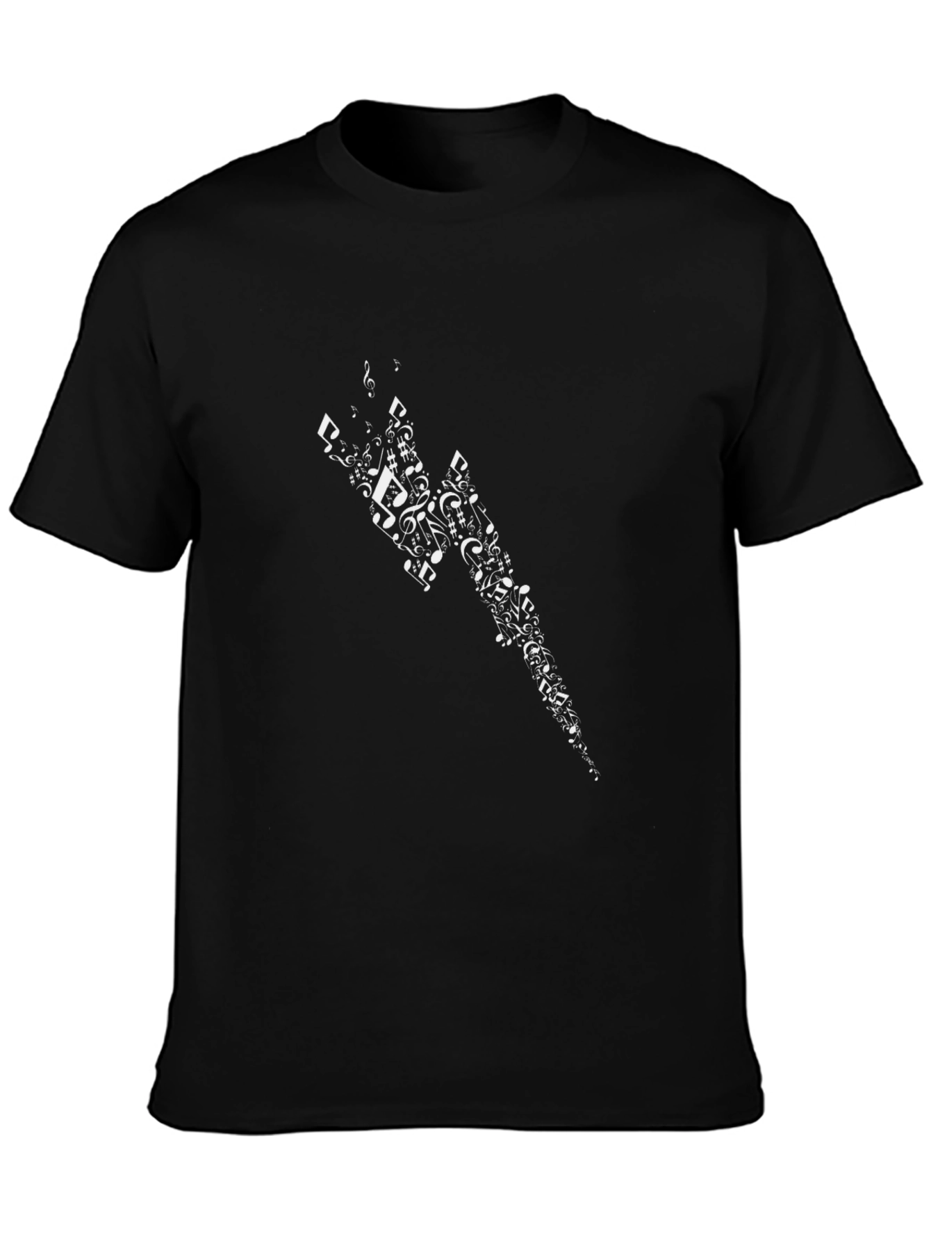 Musical Note Lightning Bolt Black Graphic Tee
