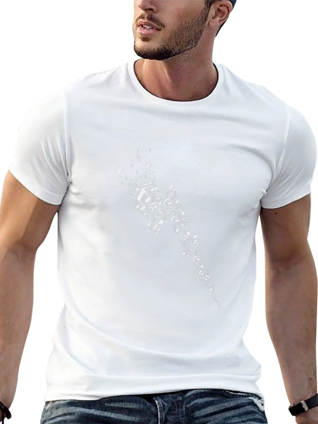 Musical Note Lightning Bolt Black Graphic Tee