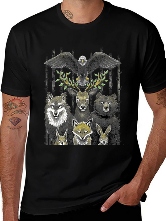 Wildlife Graphic Tee - Eagle Deer Bear Fox Wolf Rabbit