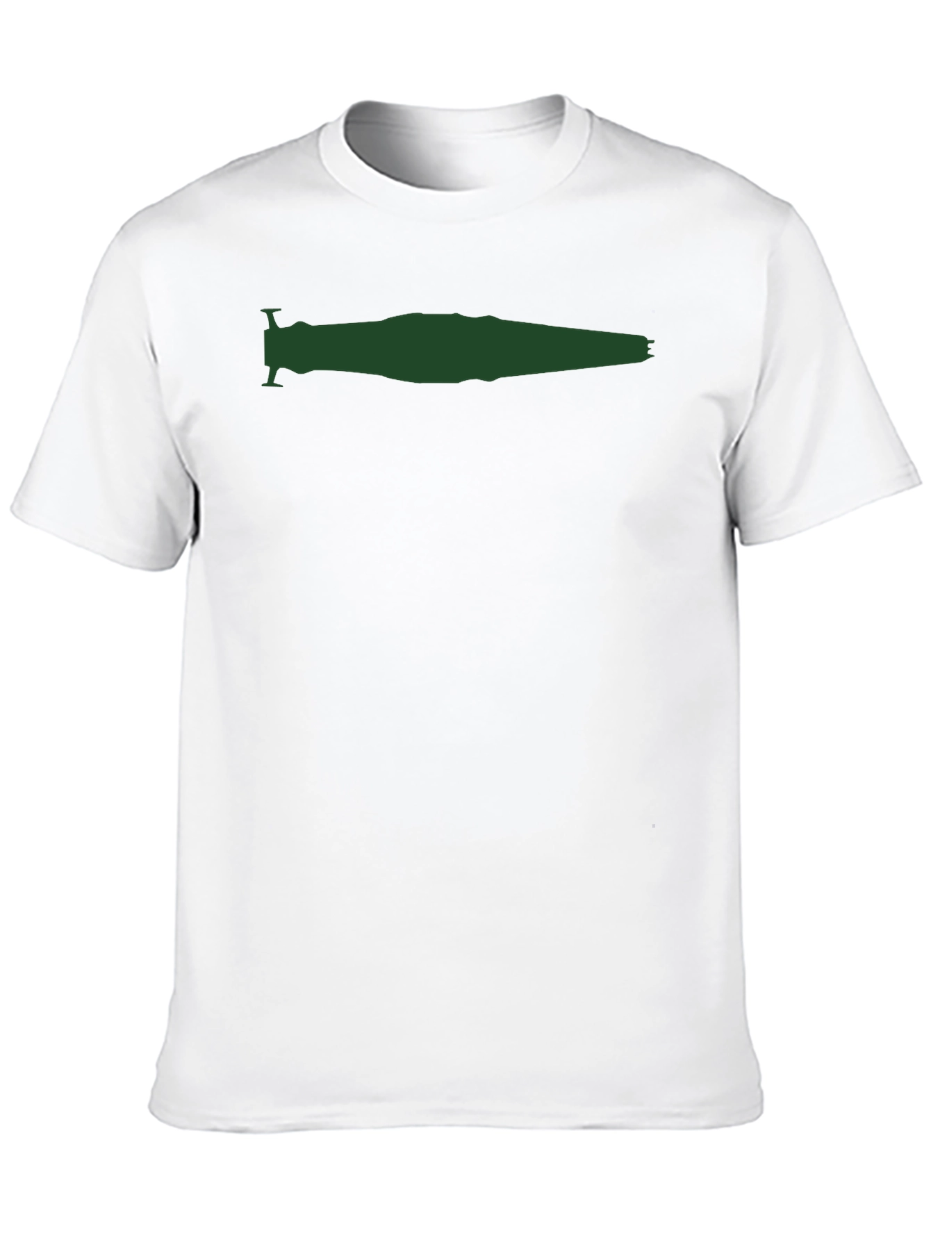 Mens Black T-Shirt with Green Spaceship Silhouette