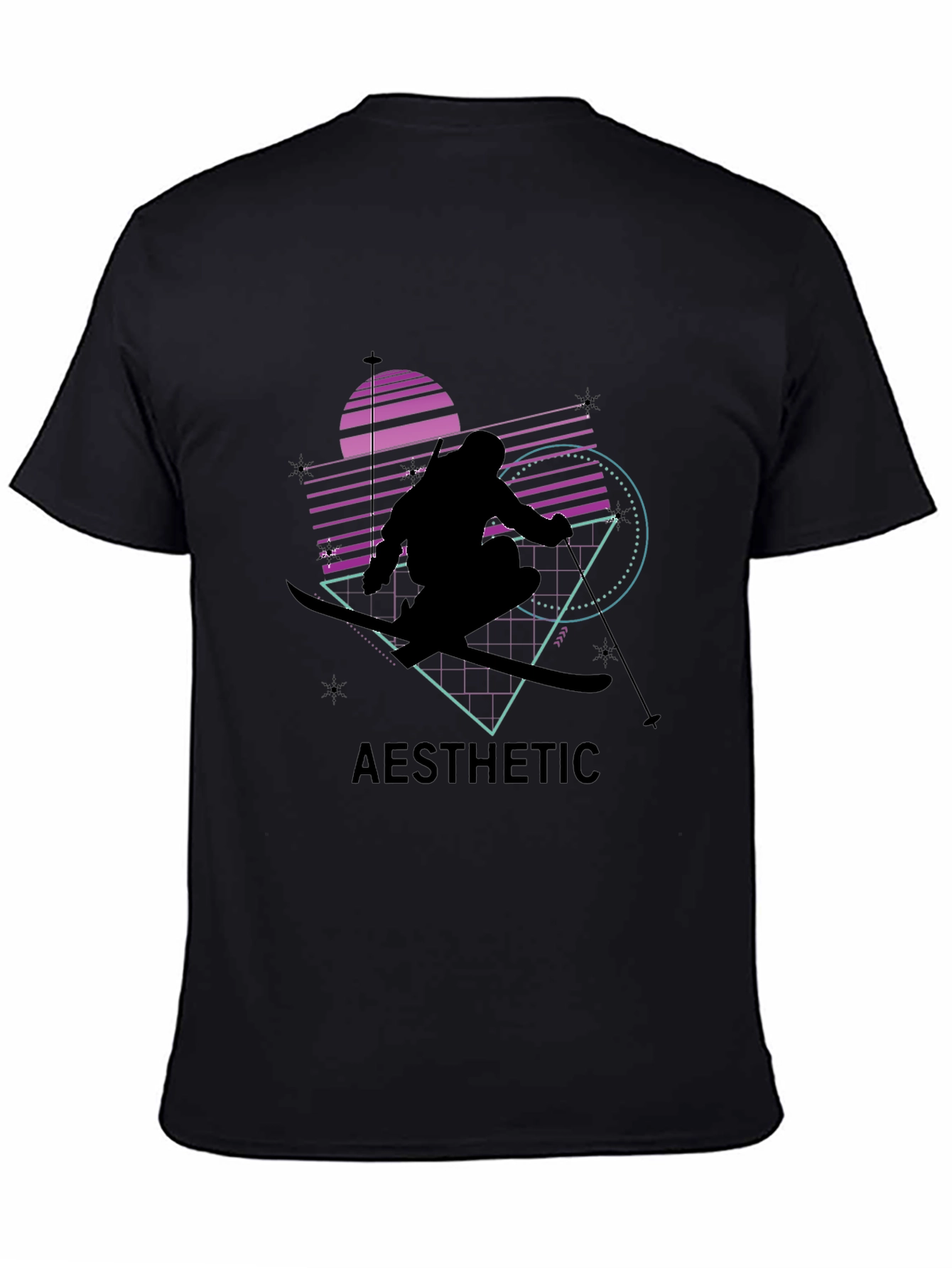 Aesthetic Skiing Graphic Tee - Black