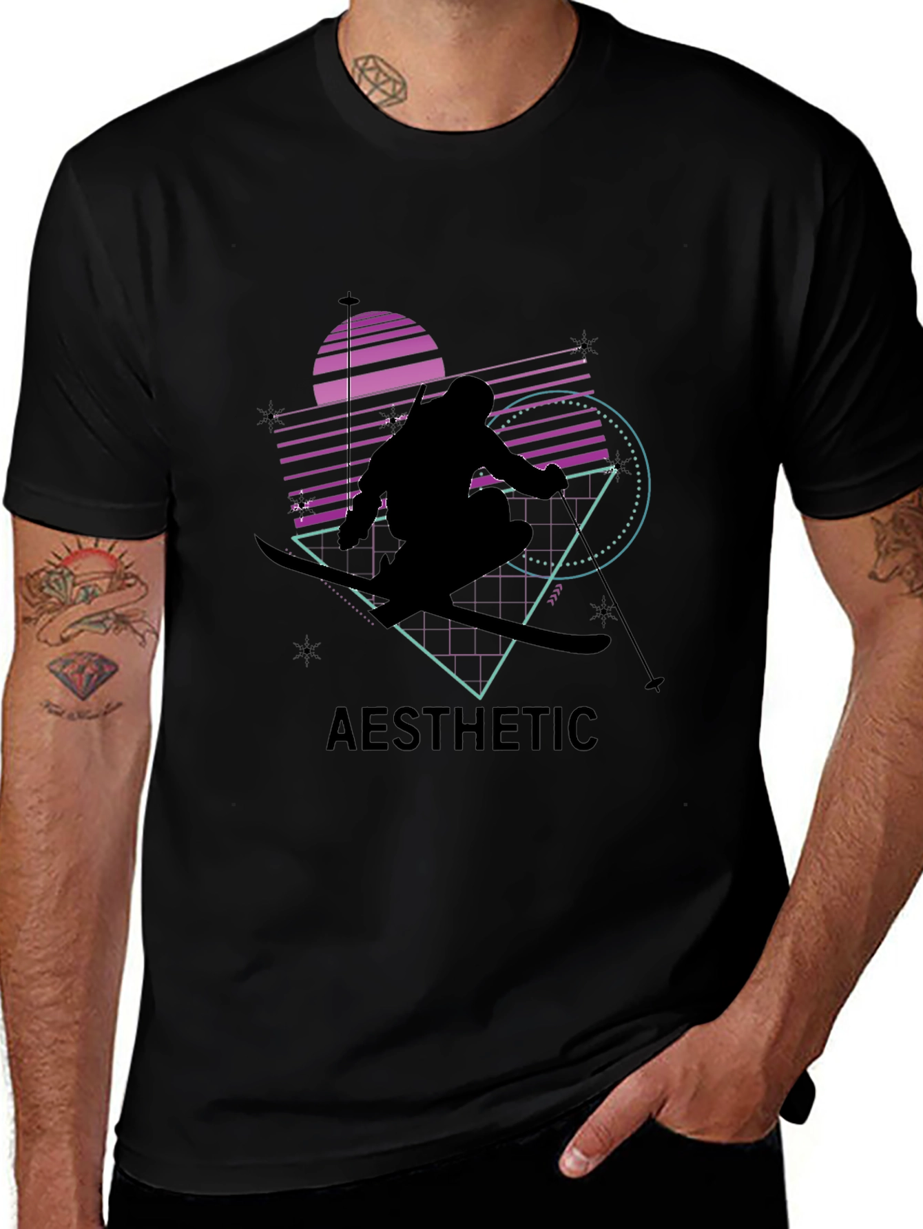 Aesthetic Skiing Graphic Tee - Black