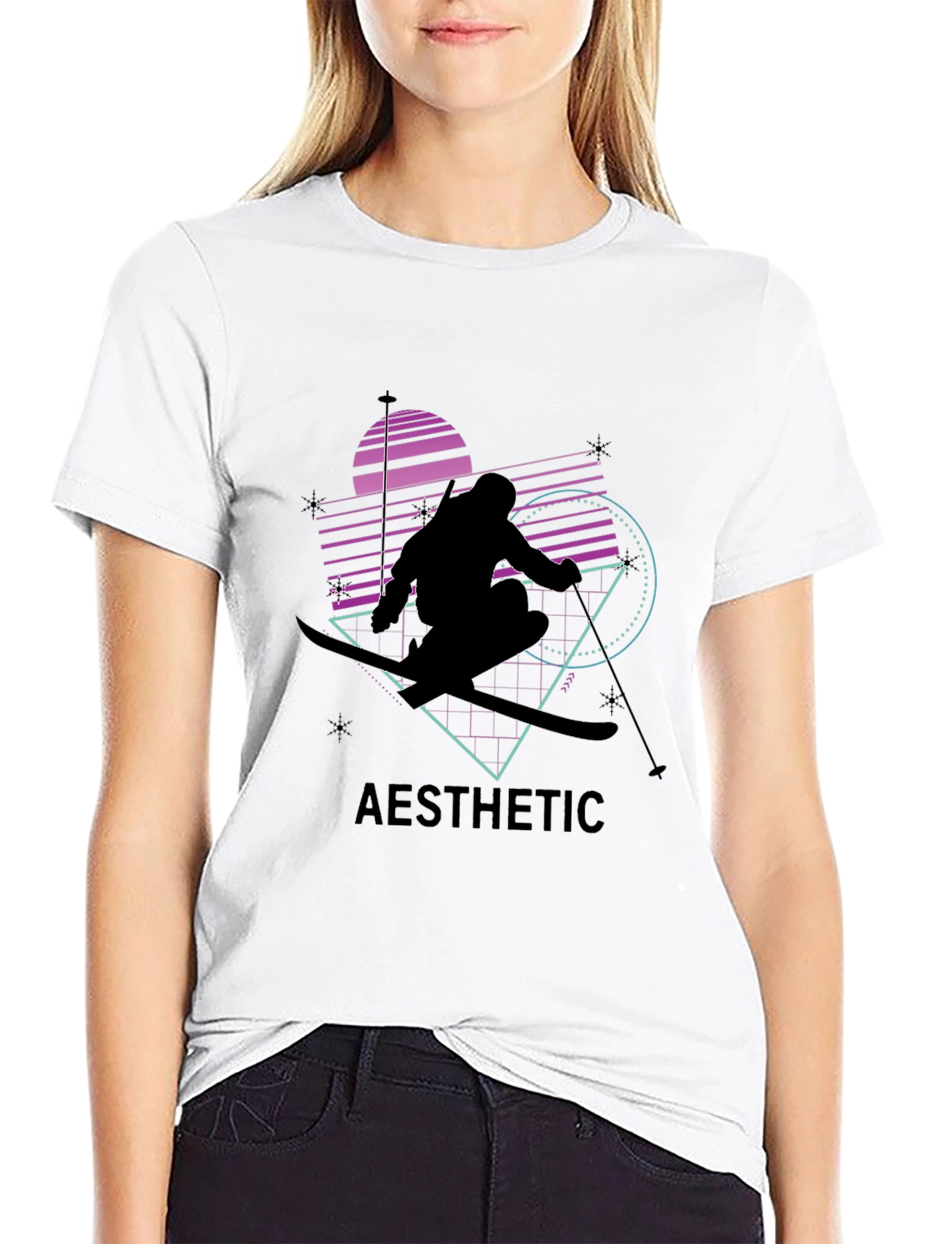 Aesthetic Skiing Graphic Tee - Black