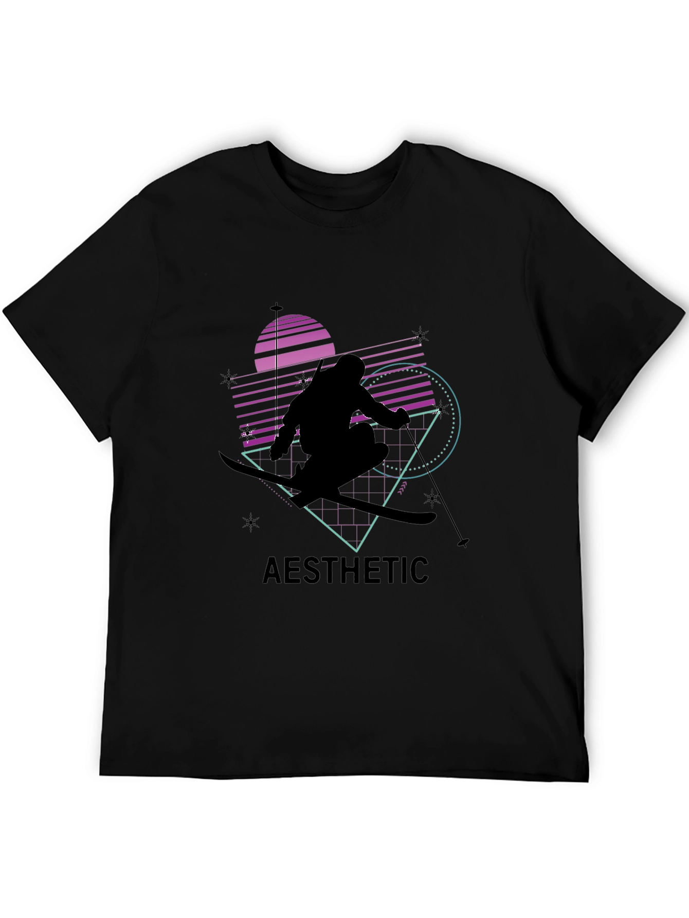 Aesthetic Skiing Graphic Tee - Black
