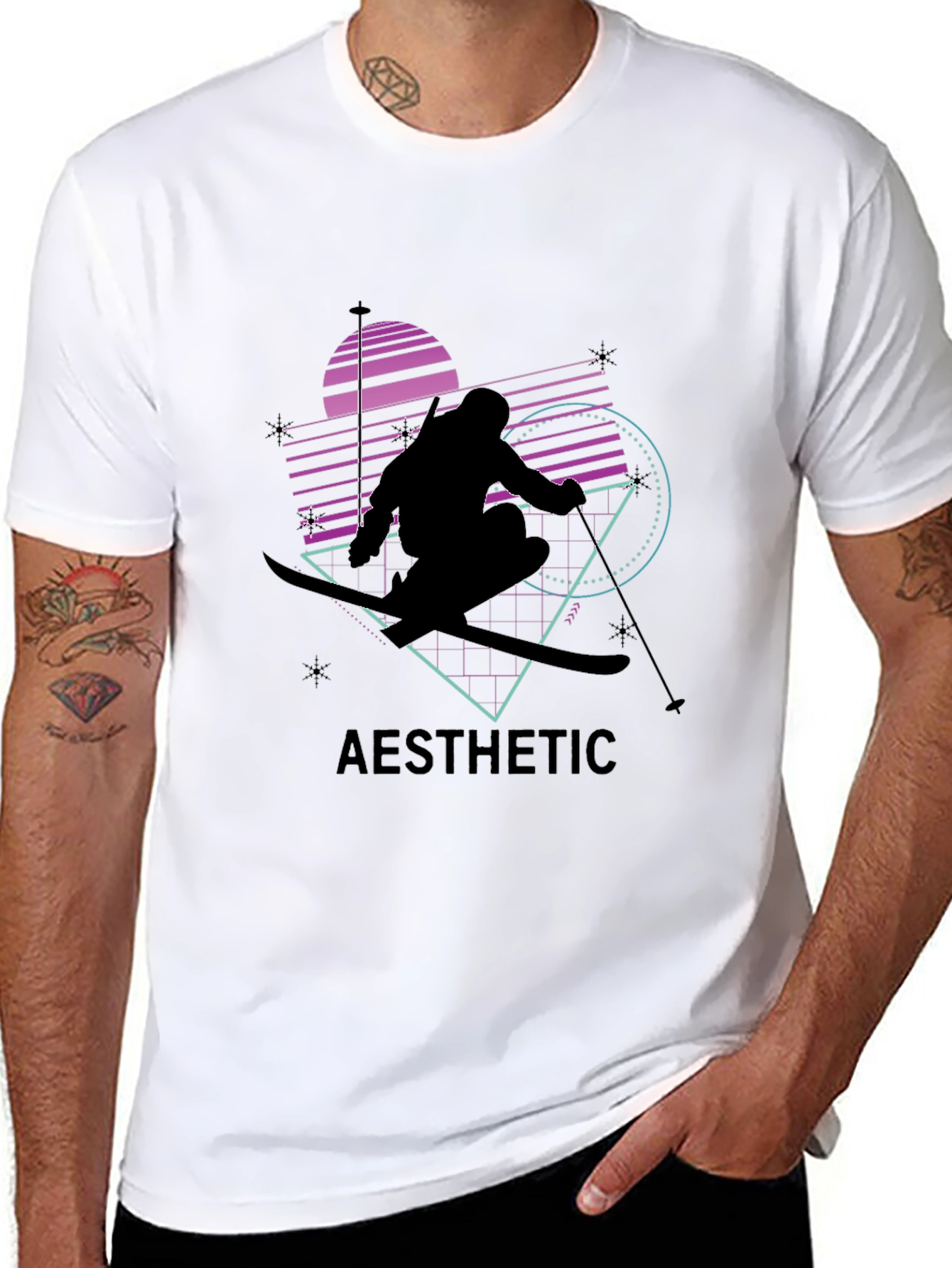 Aesthetic Skiing Graphic Tee - Black