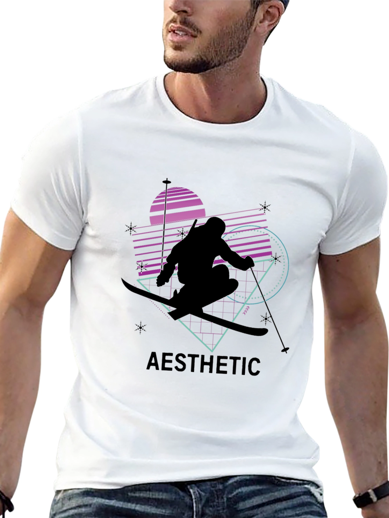 Aesthetic Skiing Graphic Tee - Black