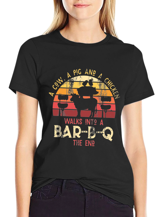 A Cow a Pig and a Chicken Bar-B-Q Graphic T-Shirt