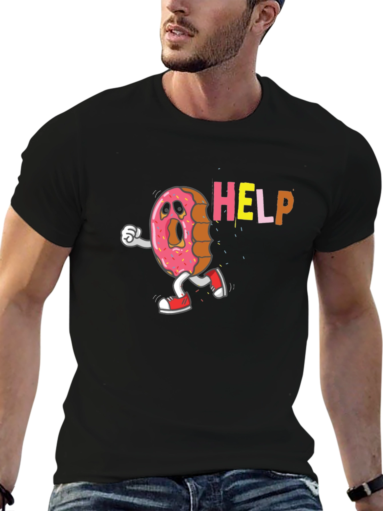 Scared Donut HELP! Graphic T-Shirt