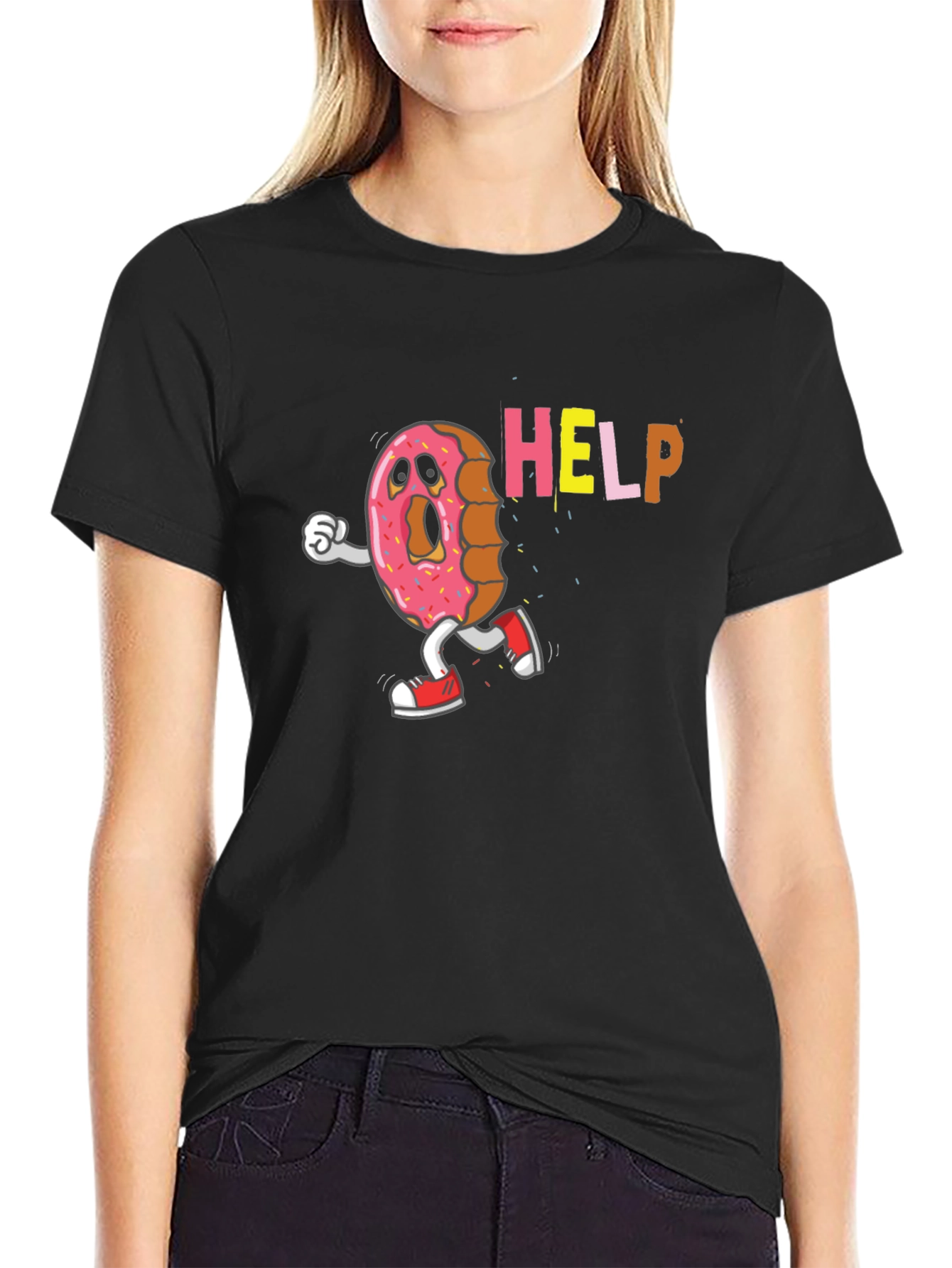 Scared Donut HELP! Graphic T-Shirt