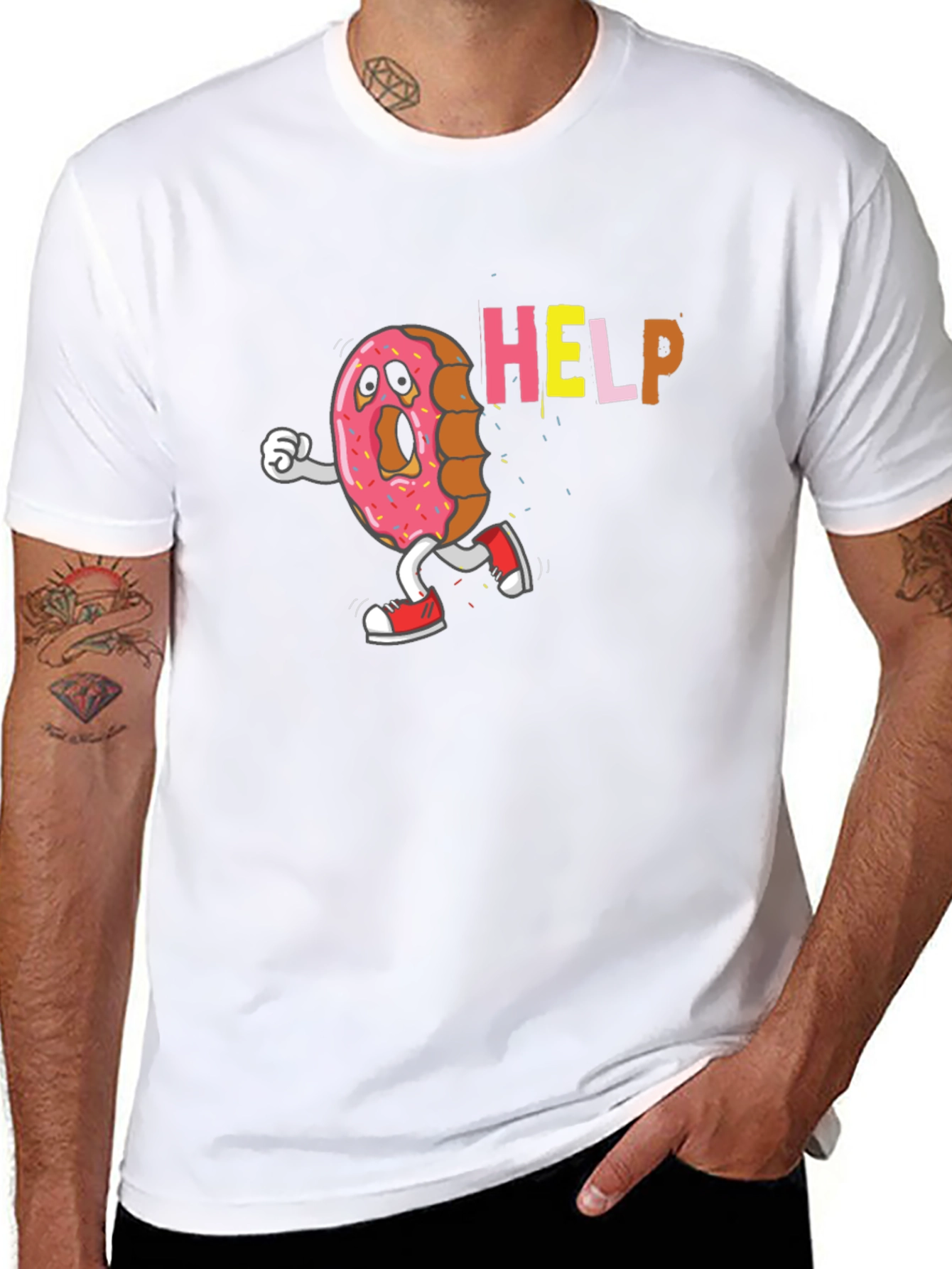 Scared Donut HELP! Graphic T-Shirt