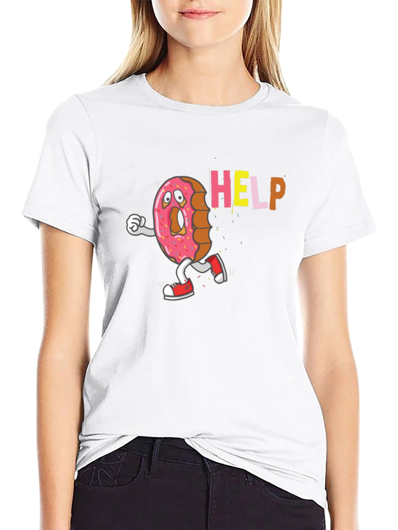 Scared Donut HELP! Graphic T-Shirt