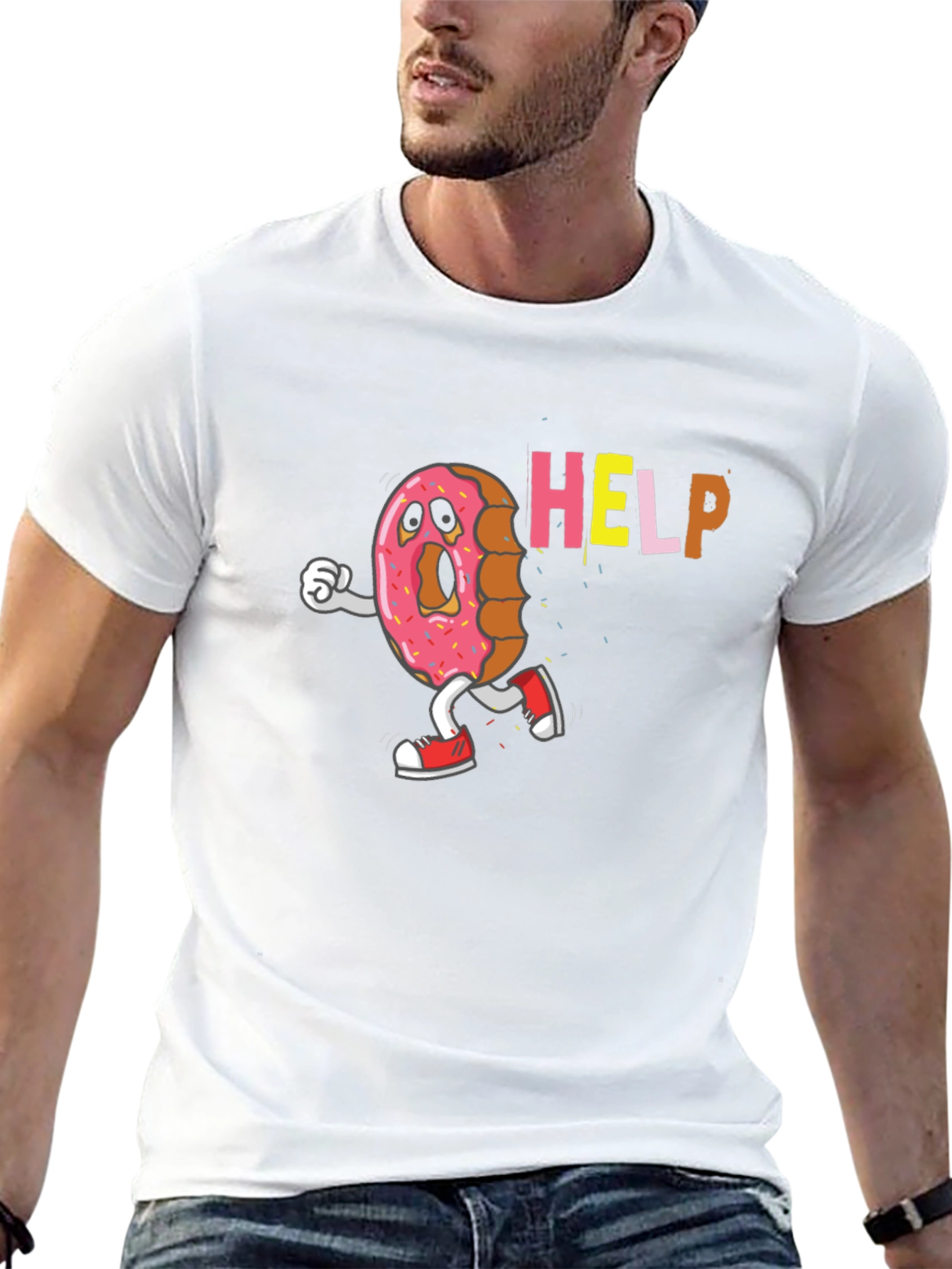 Scared Donut HELP! Graphic T-Shirt