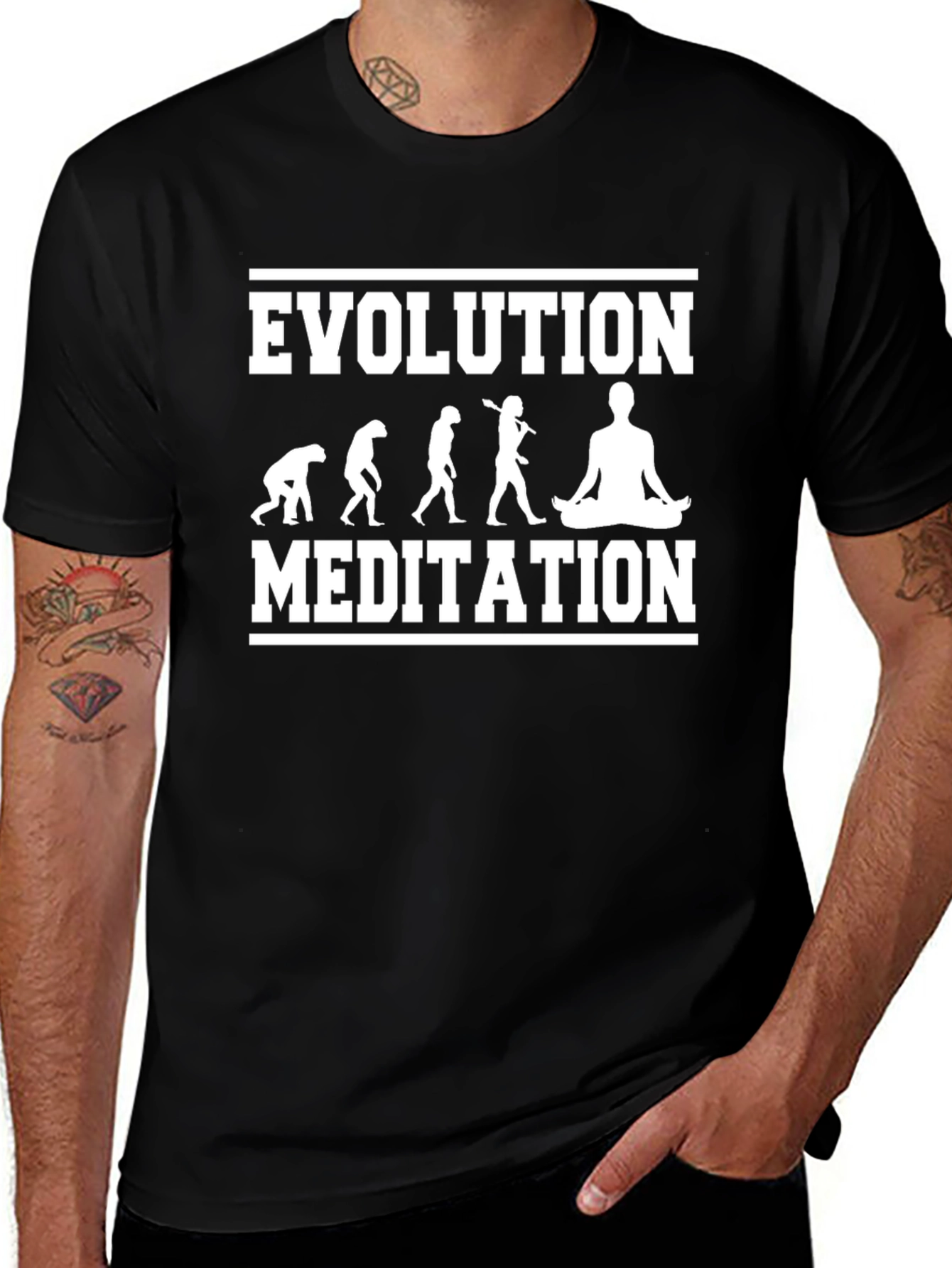Evolution Meditation Graphic Tee - Black Cotton Blend